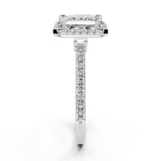 Princess Cut Pave Setting Halo  Lab Grown Diamond Engagement Ring (1.6 mm width)