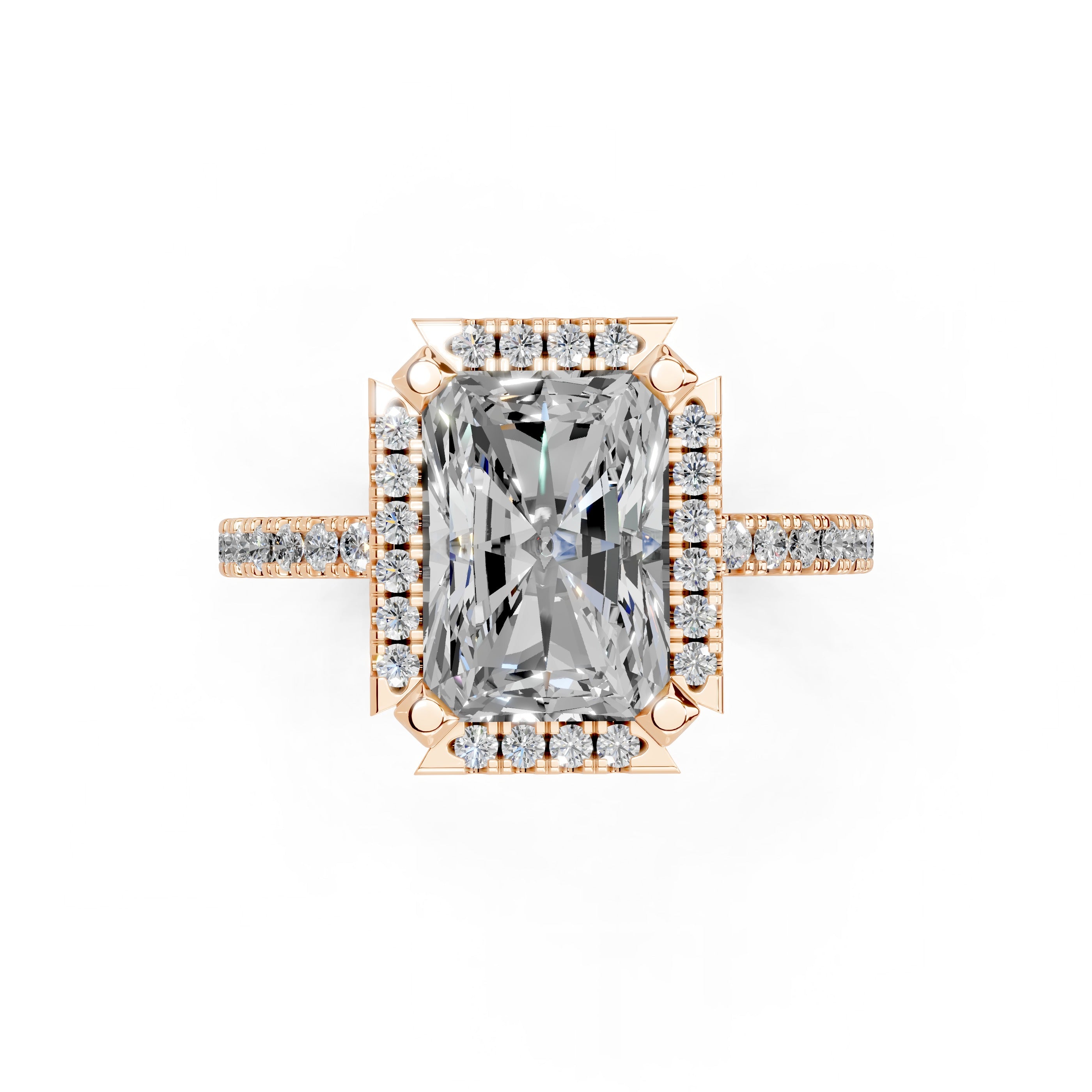 Radiant Cut Pave Setting Halo  Lab Grown Diamond Engagement Ring (1.6 mm width)