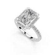 Radiant Cut Pave Setting Halo  Lab Grown Diamond Engagement Ring (1.6 mm width)