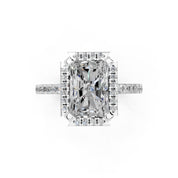 Radiant Cut Pave Setting Halo  Lab Grown Diamond Engagement Ring (1.6 mm width)