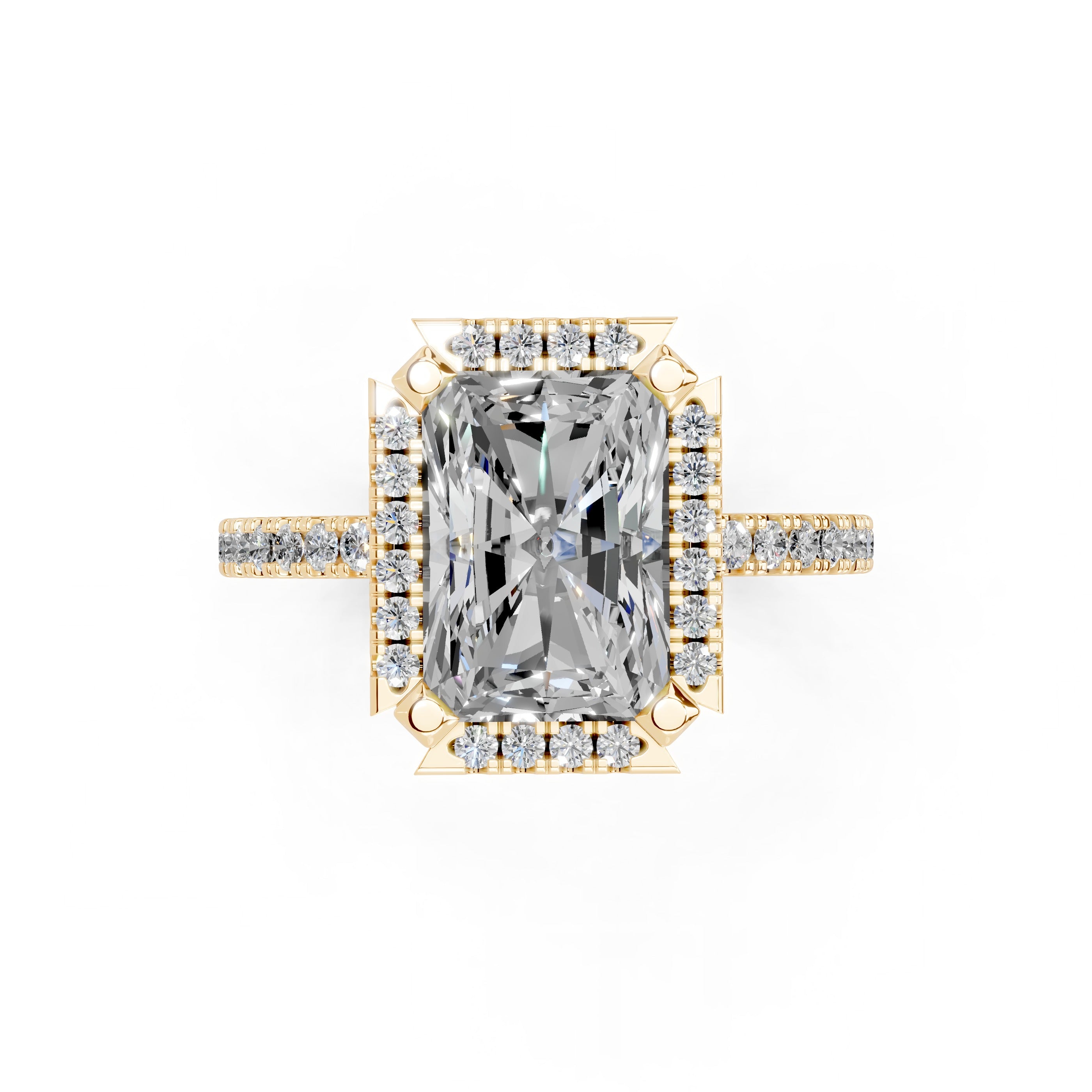 Radiant Cut Pave Setting Halo  Lab Grown Diamond Engagement Ring (1.6 mm width)