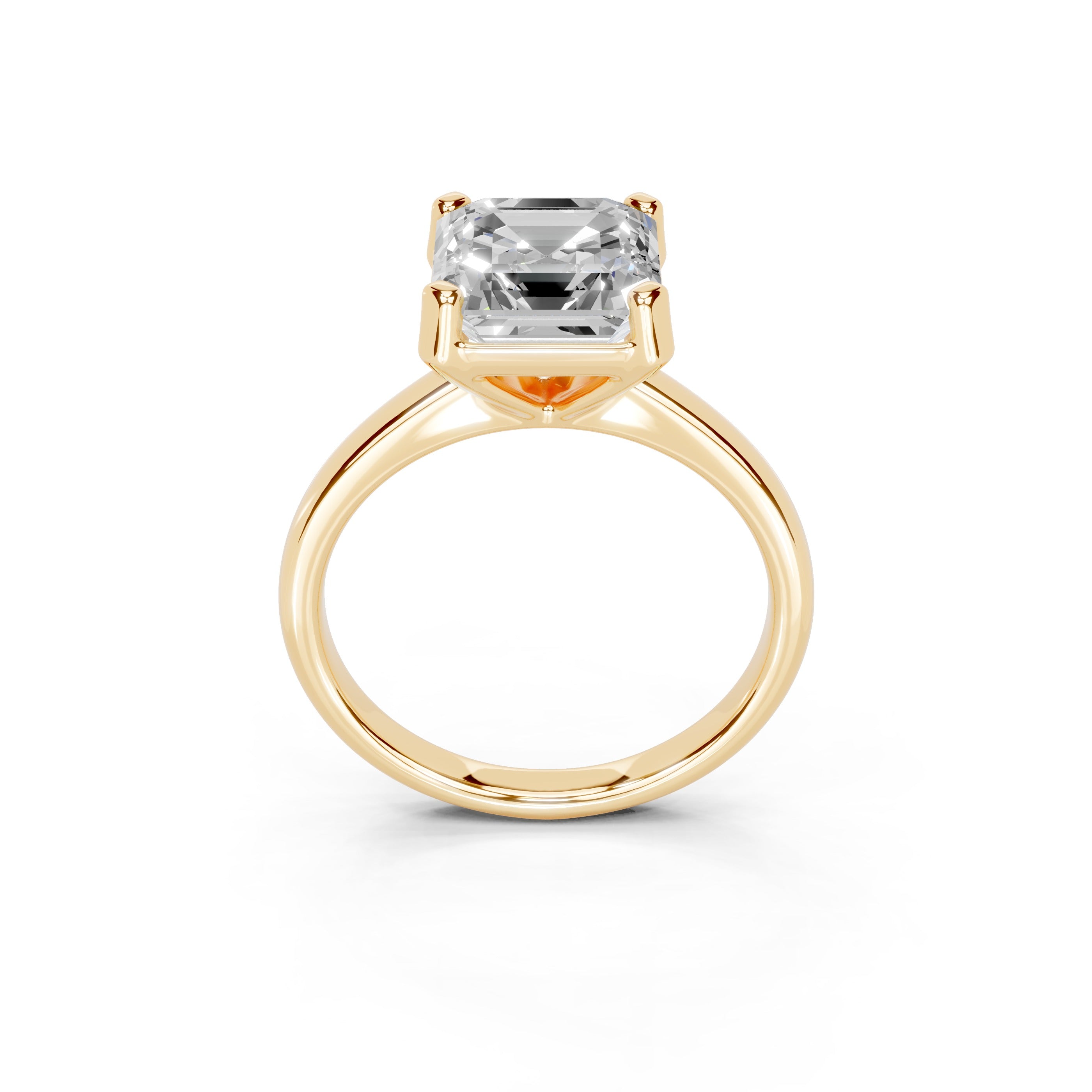 Asscher Cut Low Setting Solitaire Lab Grown Diamond Engagement Ring (2.2 mm width)