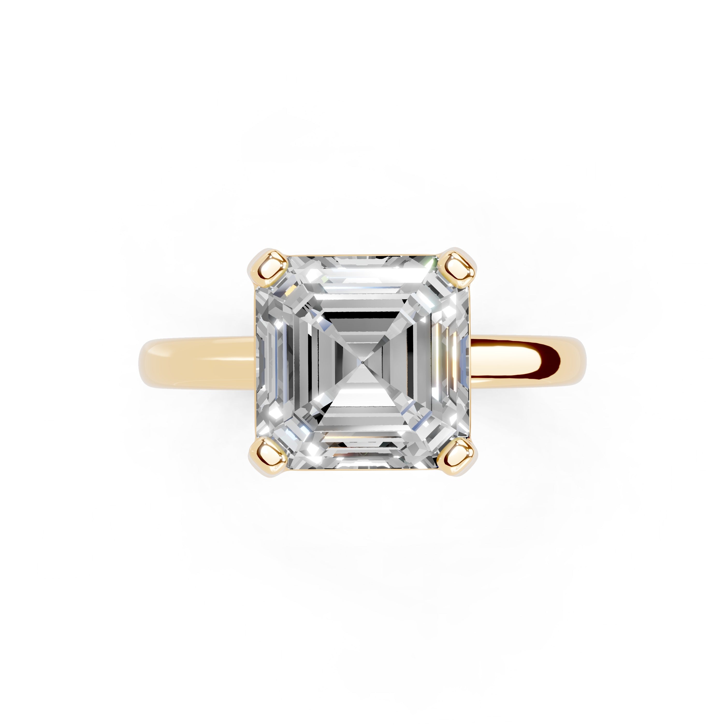 Asscher Cut Low Setting Solitaire Lab Grown Diamond Engagement Ring (2.2 mm width)