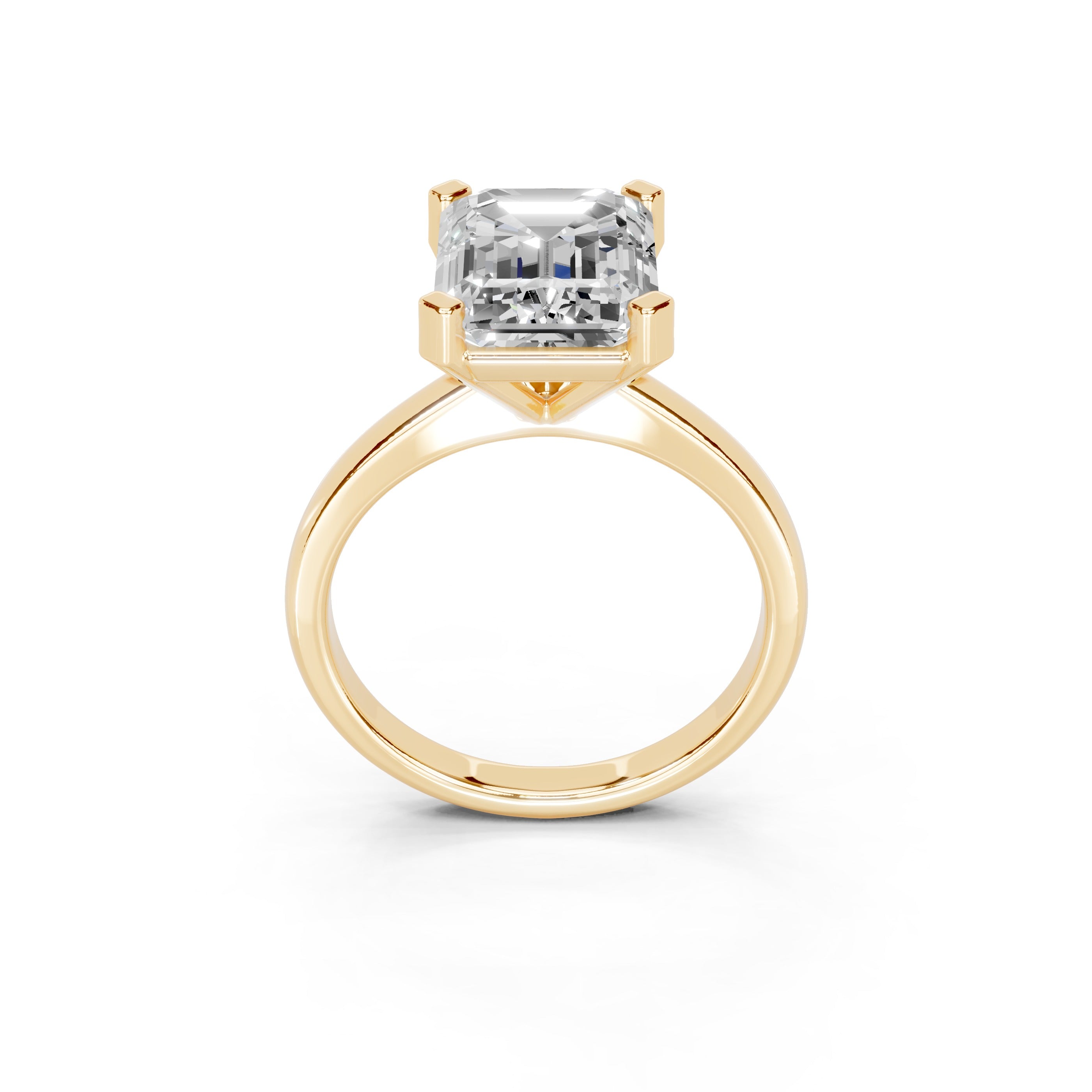 Emerald Cut Low Setting Solitaire Lab Grown Diamond Engagement Ring (2.2 mm width)