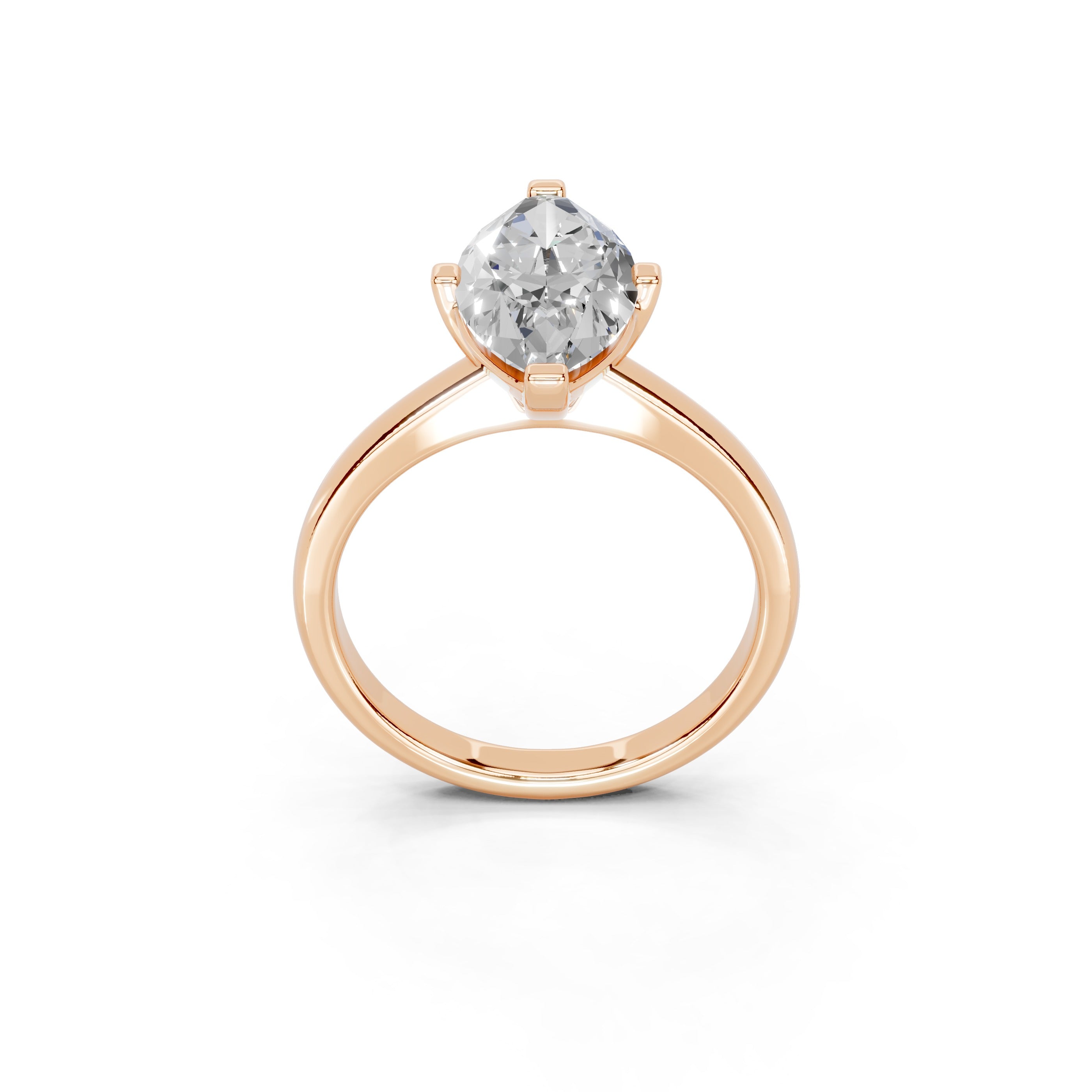 Marquise Cut Low Setting Solitaire Lab Grown Diamond Engagement Ring (2.2 mm width)