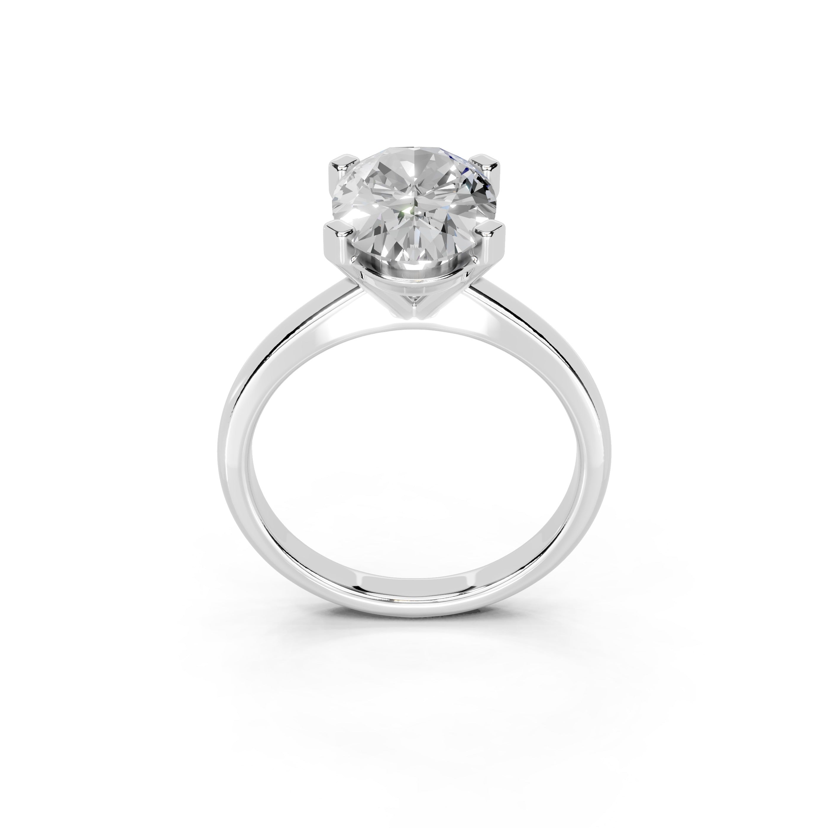 Oval Cut Low Setting Solitaire Lab Grown Diamond Engagement Ring (2.2 mm width)