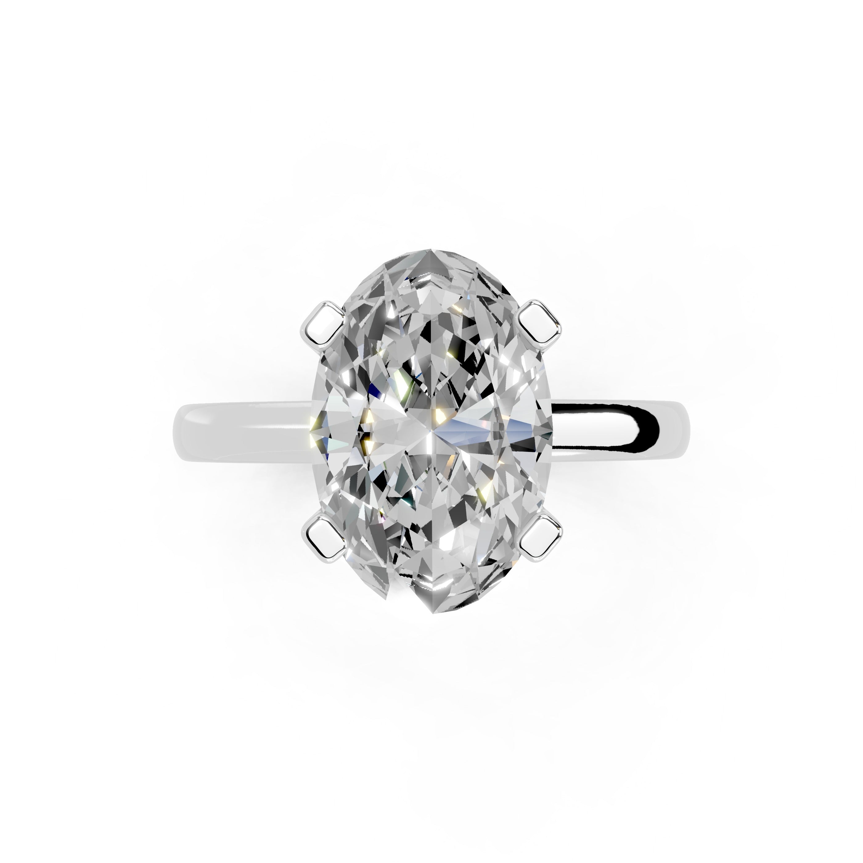 Oval Cut Low Setting Solitaire Lab Grown Diamond Engagement Ring (2.2 mm width)