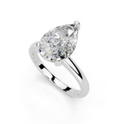 Pear Cut Low Setting Solitaire Lab Grown Diamond Engagement Ring (2.2 mm width)