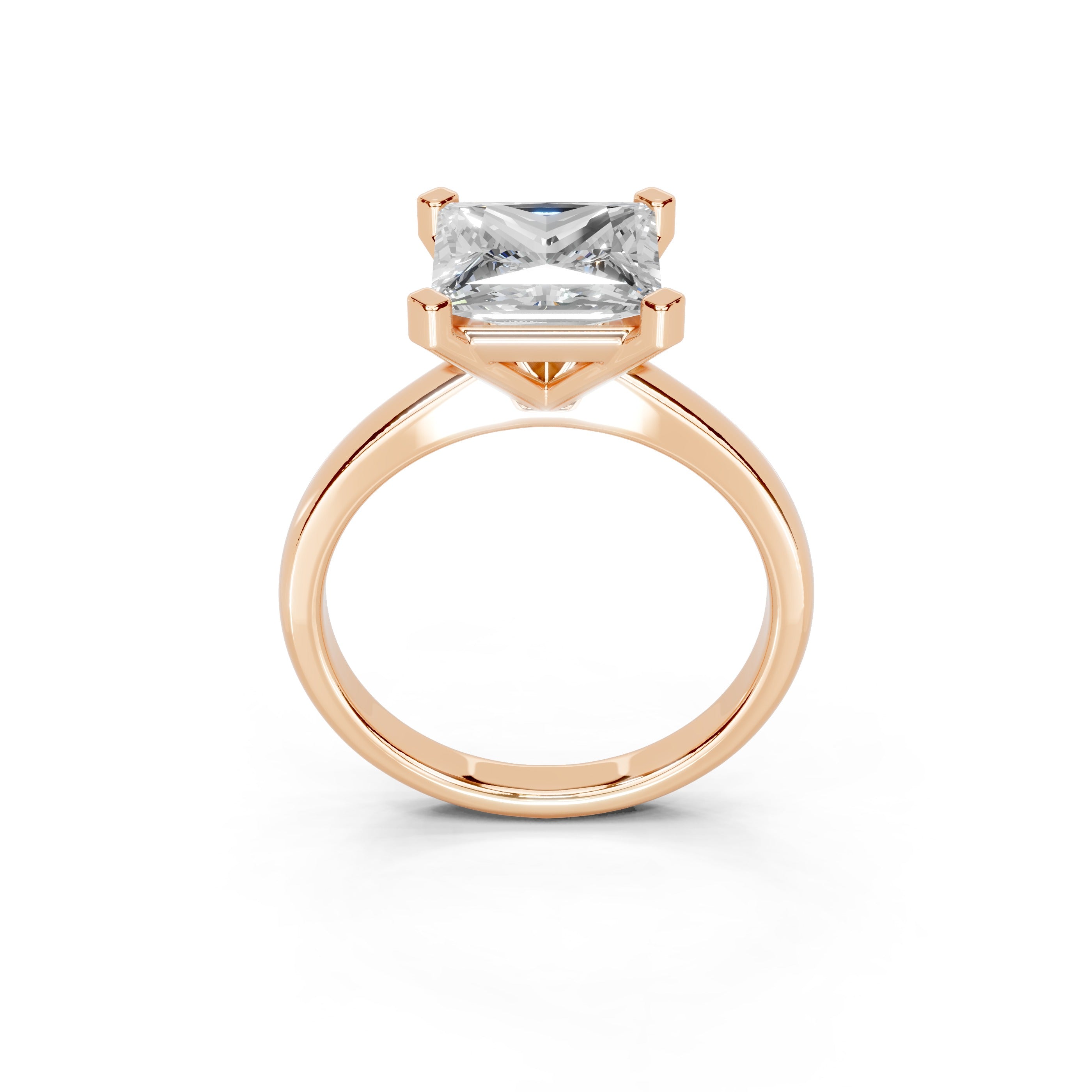 Princess Cut Low Setting Solitaire Lab Grown Diamond Engagement Ring (2.2 mm width)