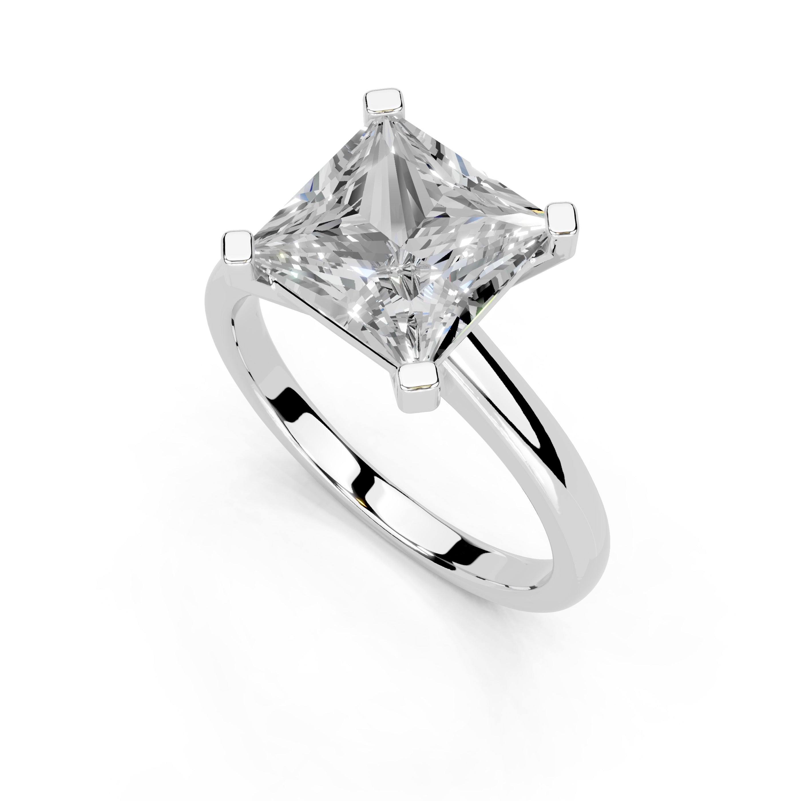 Princess Cut Low Setting Solitaire Lab Grown Diamond Engagement Ring (2.2 mm width)