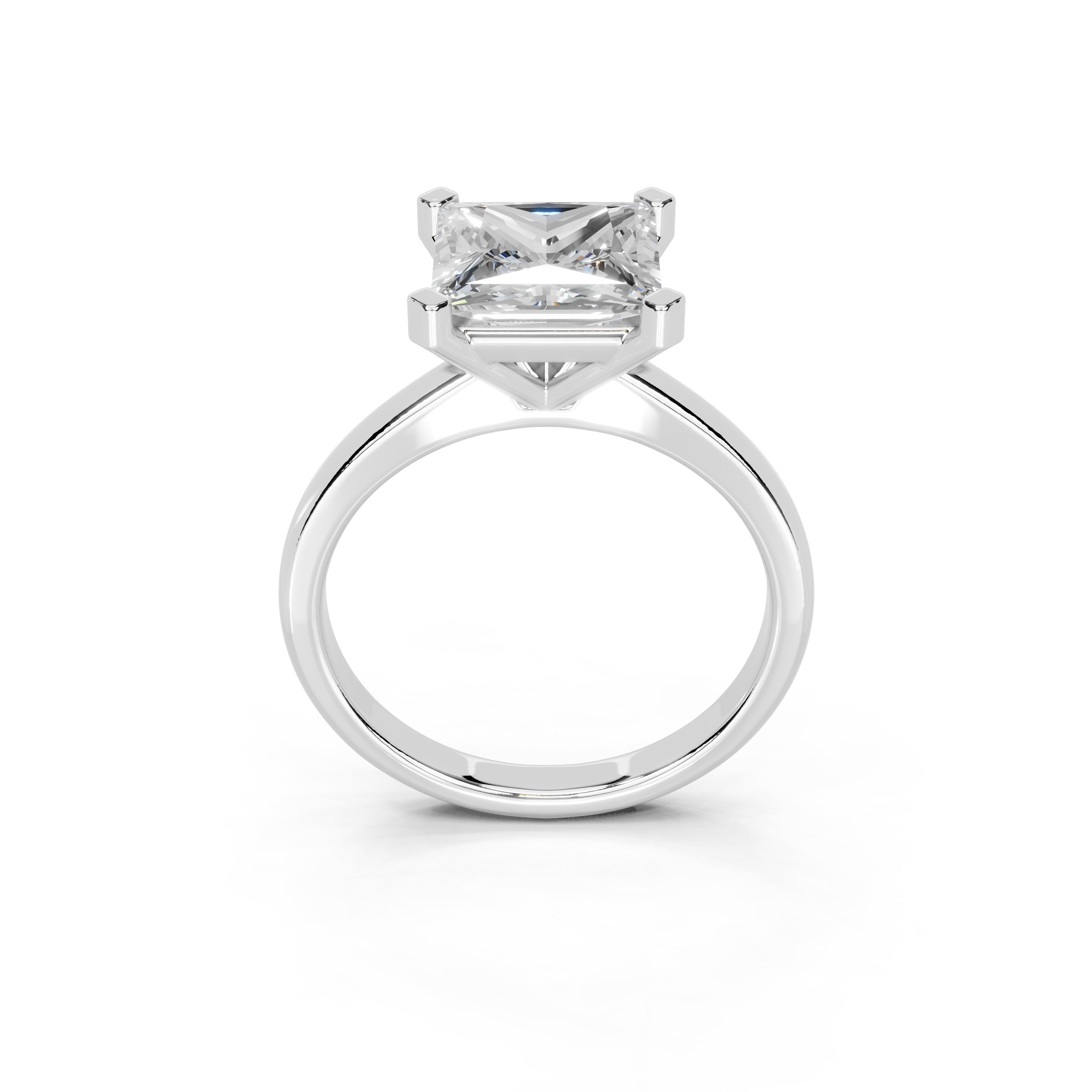 Princess Cut Low Setting Solitaire Lab Grown Diamond Engagement Ring (2.2 mm width)