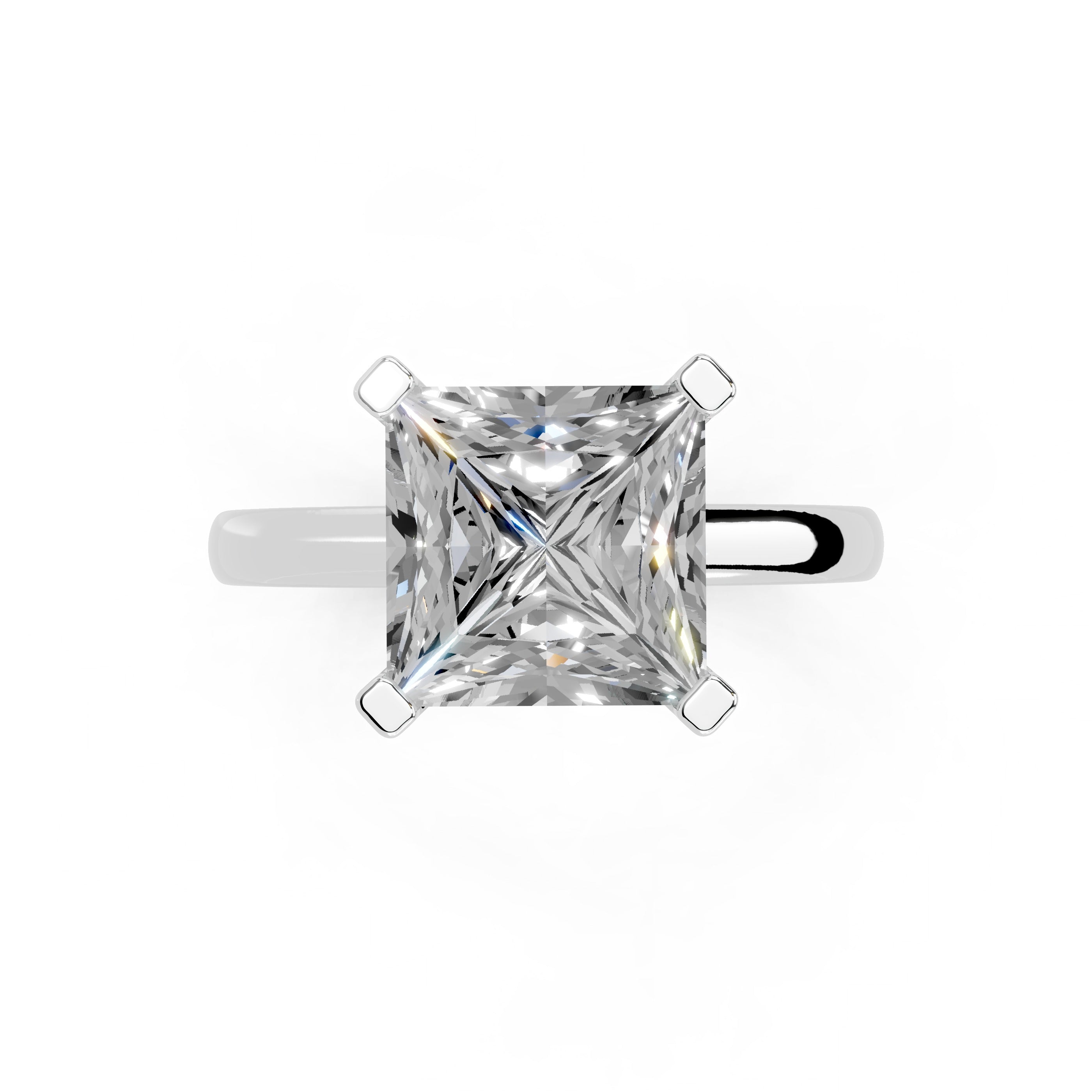 Princess Cut Low Setting Solitaire Lab Grown Diamond Engagement Ring (2.2 mm width)