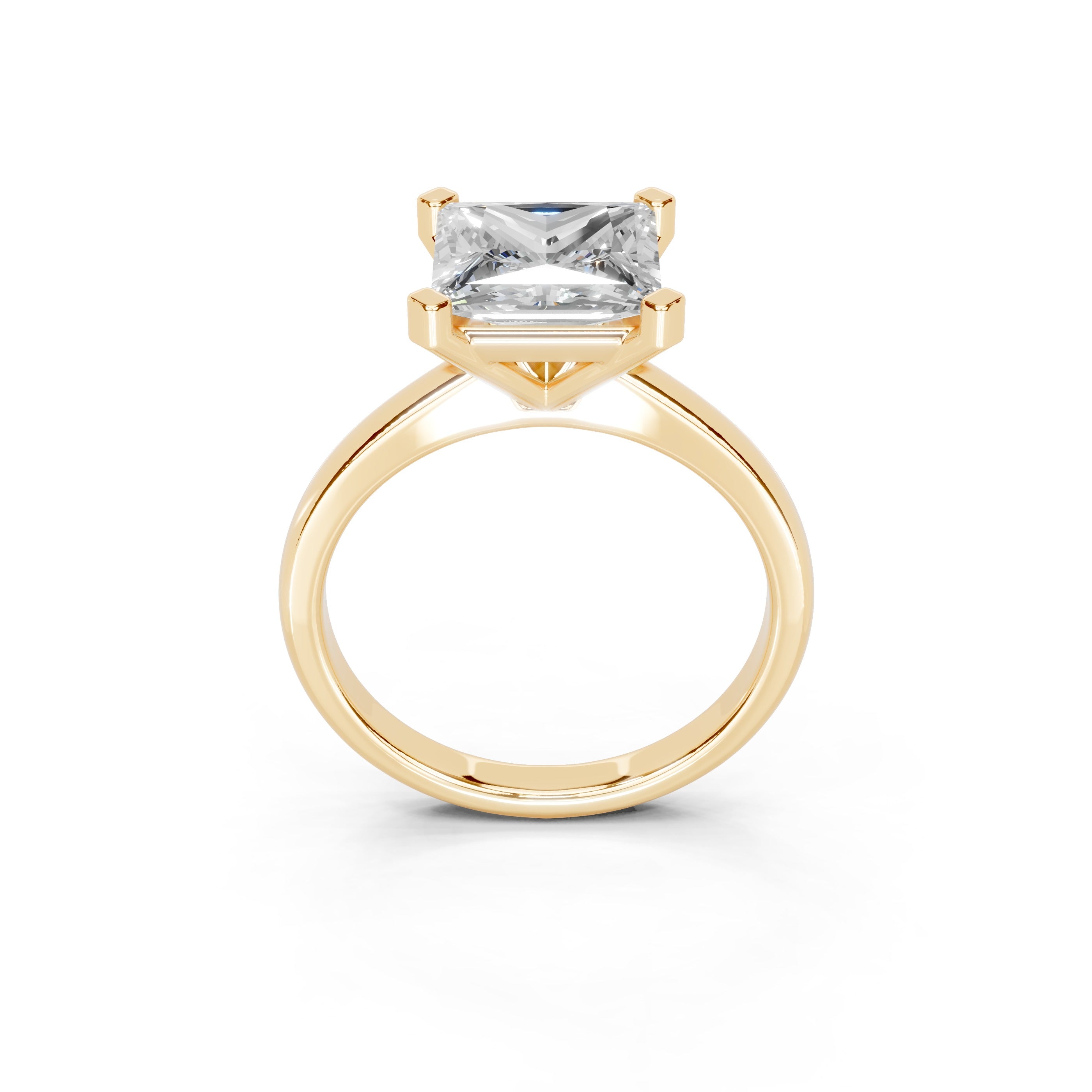 Princess Cut Low Setting Solitaire Lab Grown Diamond Engagement Ring (2.2 mm width)