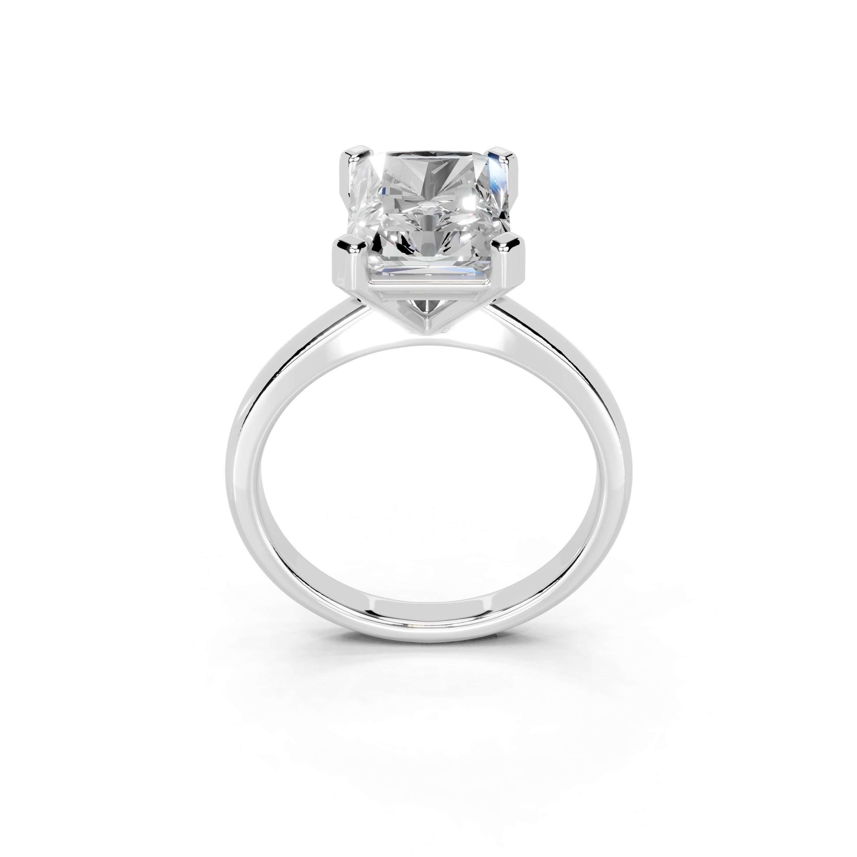 Radiant Cut Low Setting Solitaire Lab Grown Diamond Engagement Ring (2.2 mm width)