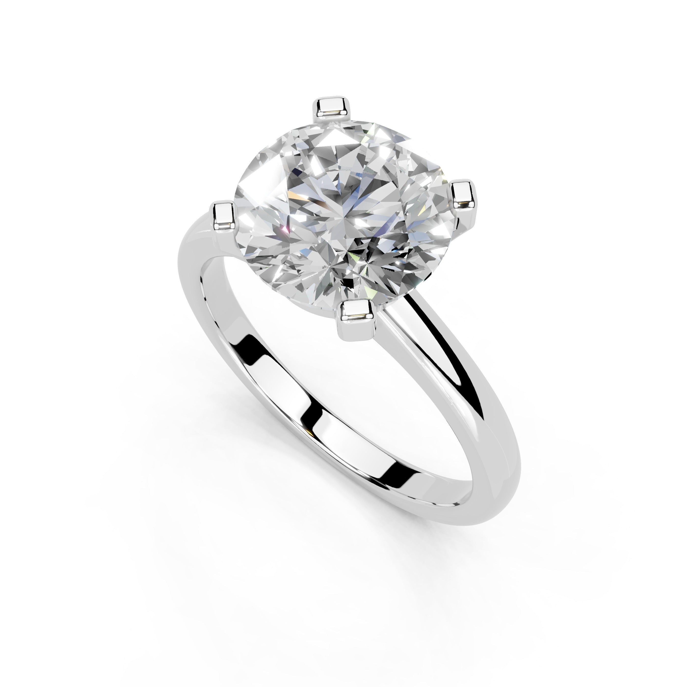 Round Cut Low Setting Solitaire Lab Grown Diamond Engagement Ring (2.2 mm width)