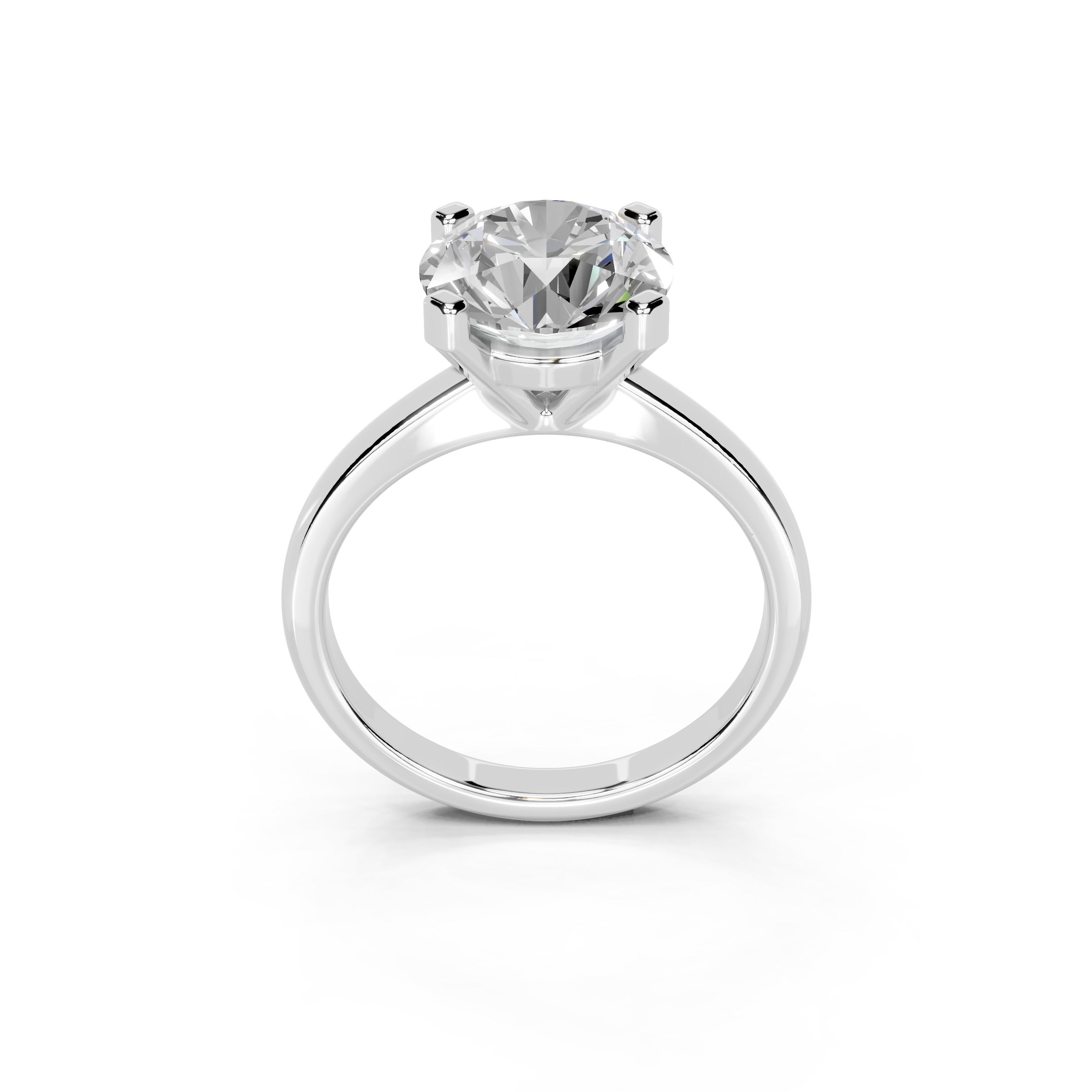 Round Cut Low Setting Solitaire Lab Grown Diamond Engagement Ring (2.2 mm width)