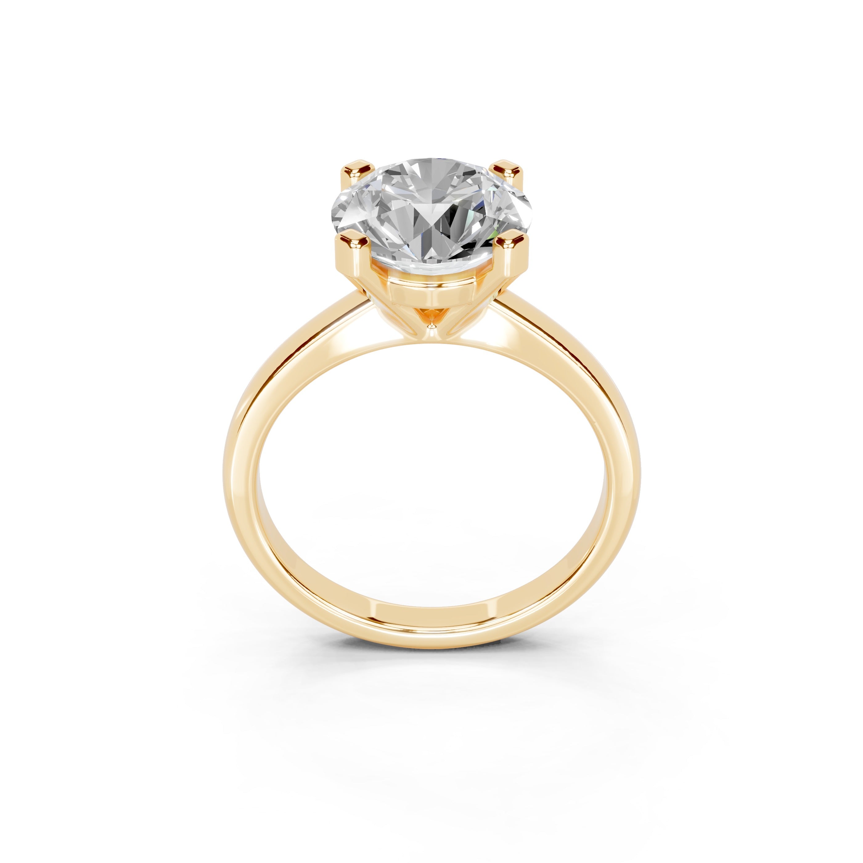 Round Cut Low Setting Solitaire Lab Grown Diamond Engagement Ring (2.2 mm width)