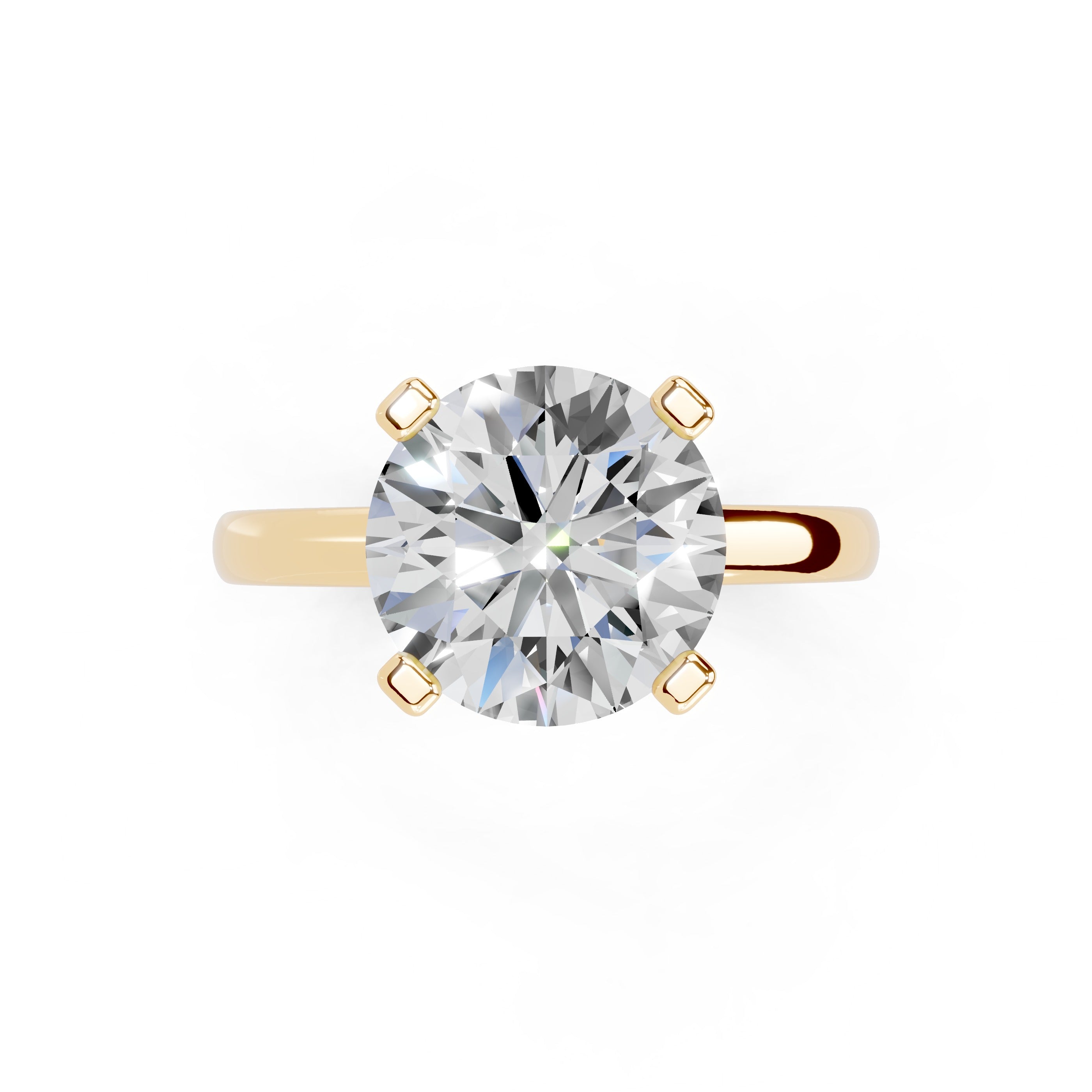 Round Cut Low Setting Solitaire Lab Grown Diamond Engagement Ring (2.2 mm width)