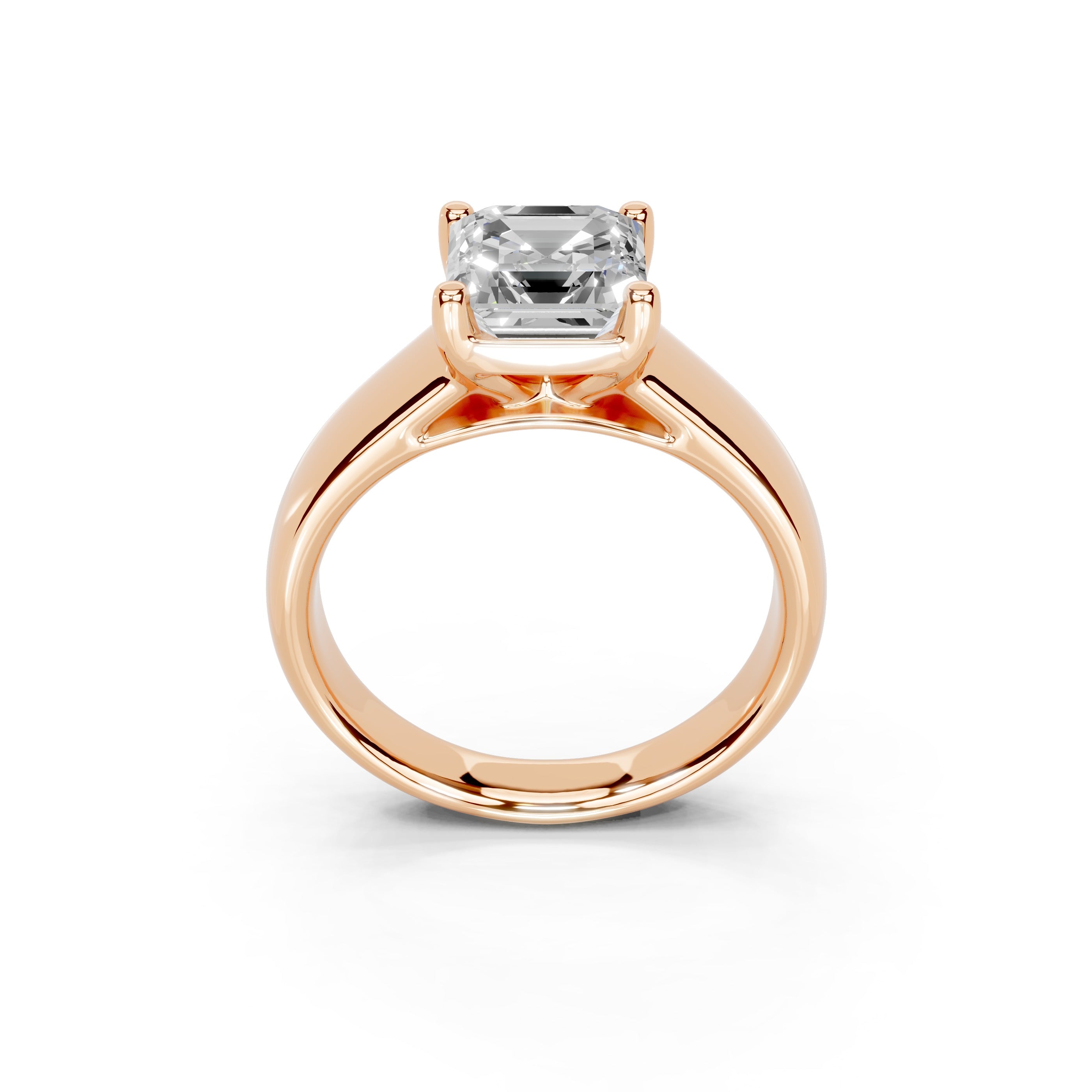 Asscher Cut Wide Band  Solitaire Lab Grown Diamond Engagement Ring (3.5 mm width)