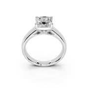 Asscher Cut Wide Band  Solitaire Lab Grown Diamond Engagement Ring (3.5 mm width)