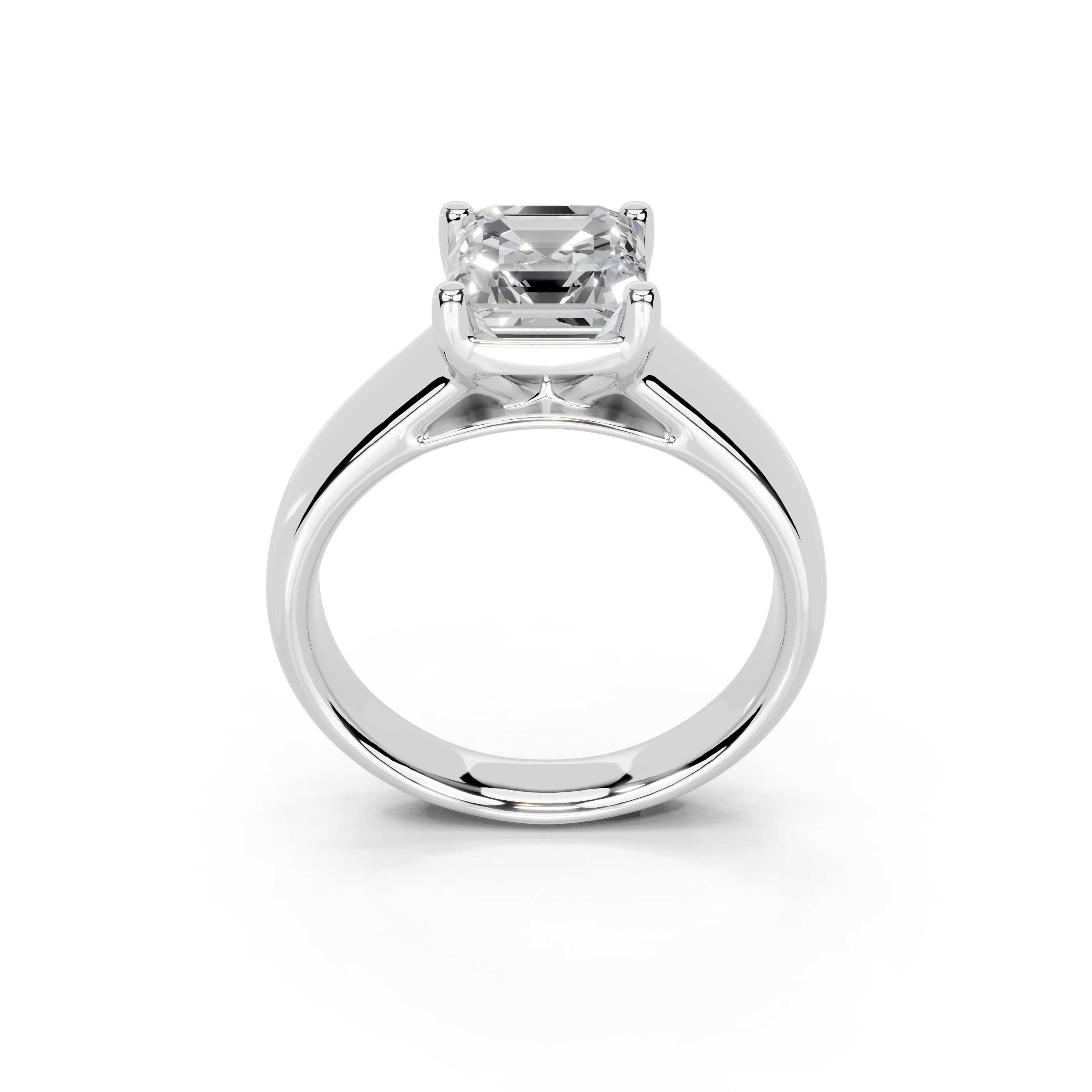 Asscher Cut Wide Band  Solitaire Lab Grown Diamond Engagement Ring (3.5 mm width)