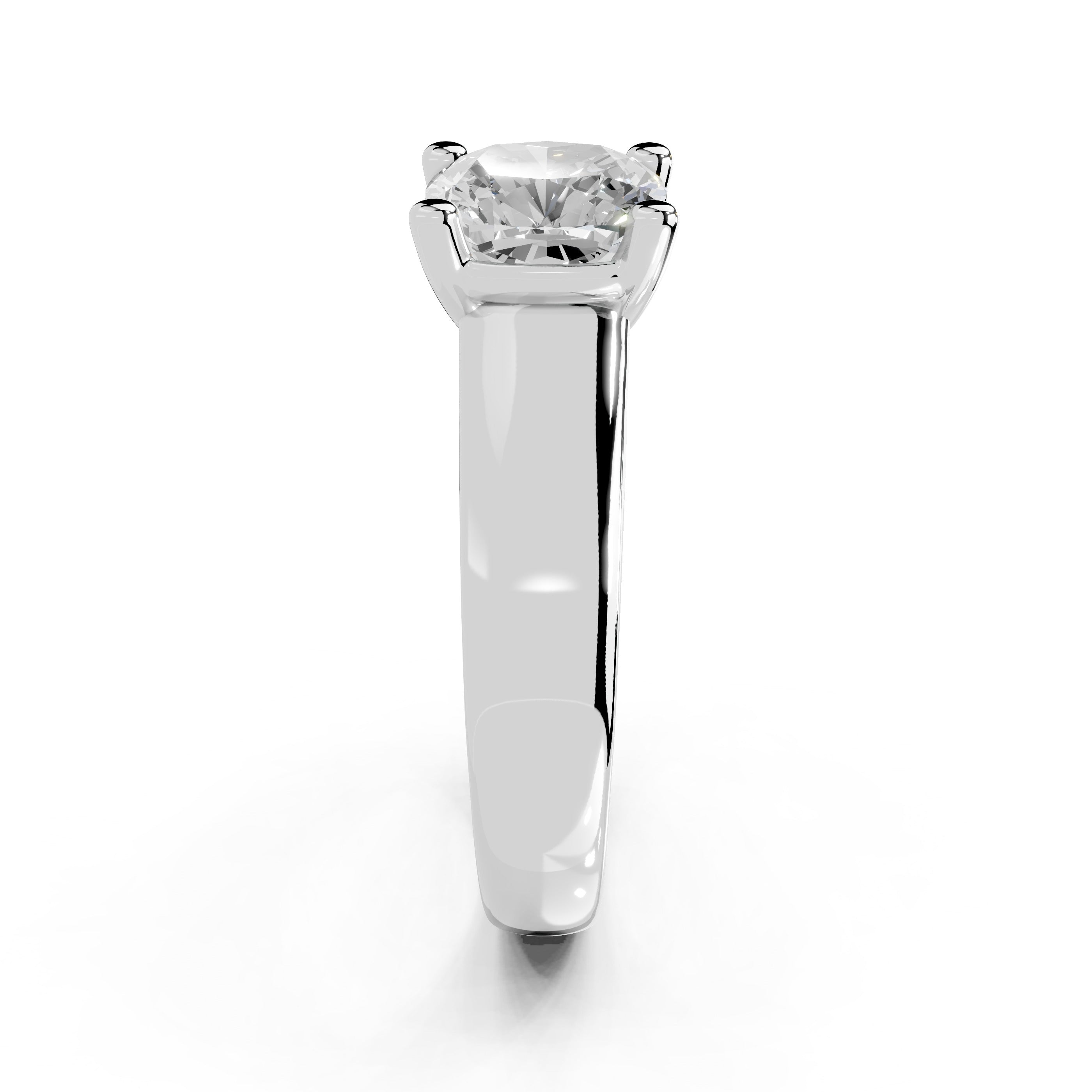 Cushion Cut Wide Band  Solitaire Lab Grown Diamond Engagement Ring (3.5 mm width)