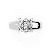 Cushion Cut Wide Band  Solitaire Lab Grown Diamond Engagement Ring (3.5 mm width)