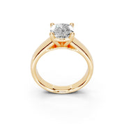 Cushion Cut Wide Band  Solitaire Lab Grown Diamond Engagement Ring (3.5 mm width)