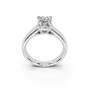 Emerald Cut Wide Band  Solitaire Lab Grown Diamond Engagement Ring (3.5 mm width)