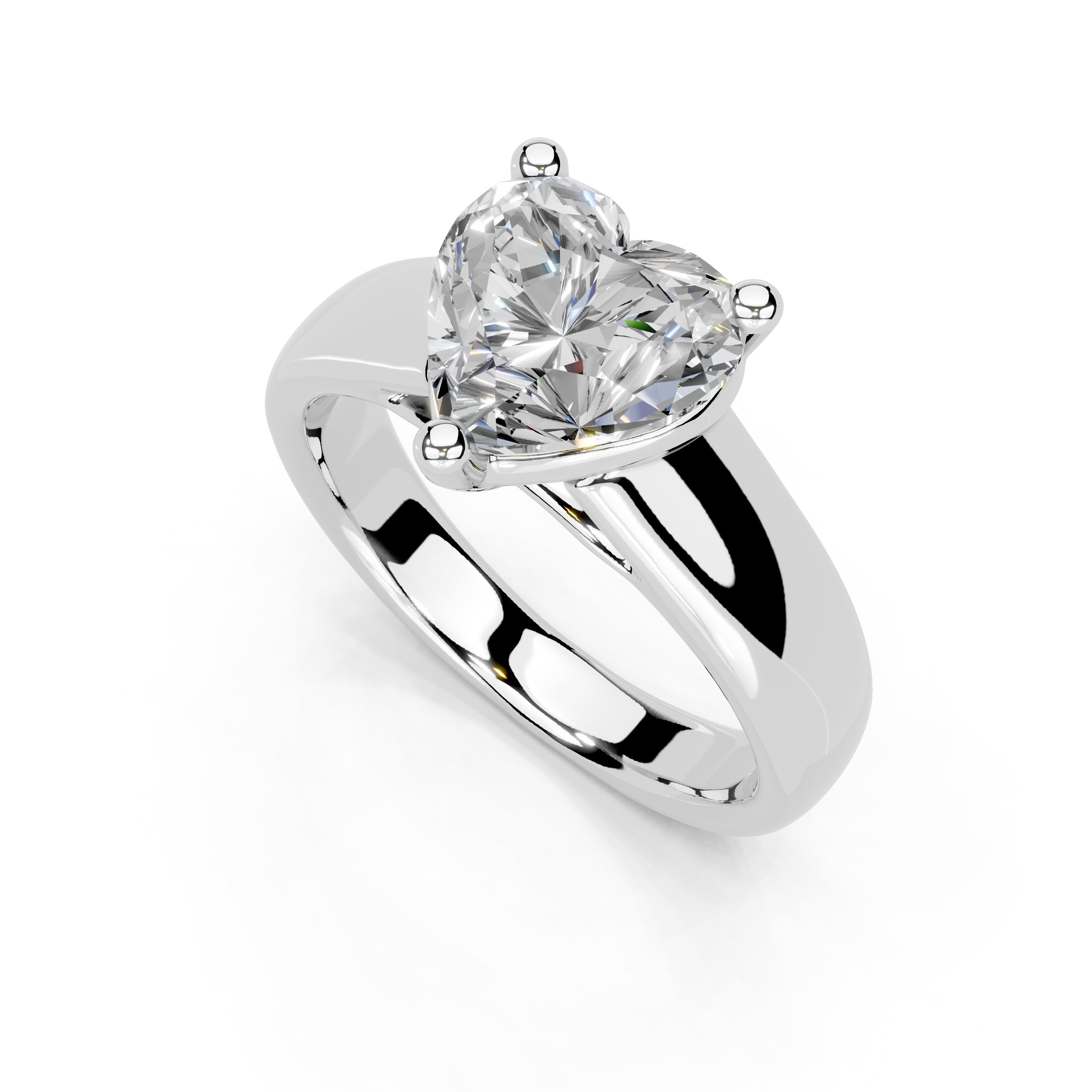 Heart Cut Wide Band  Solitaire Lab Grown Diamond Engagement Ring (3.5 mm width)