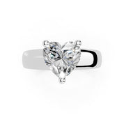 Heart Cut Wide Band  Solitaire Lab Grown Diamond Engagement Ring (3.5 mm width)