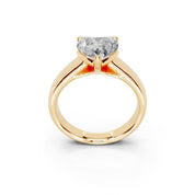 Heart Cut Wide Band  Solitaire Lab Grown Diamond Engagement Ring (3.5 mm width)