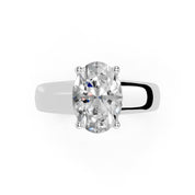 Oval Cut Wide Band  Solitaire Lab Grown Diamond Engagement Ring (3.5 mm width)