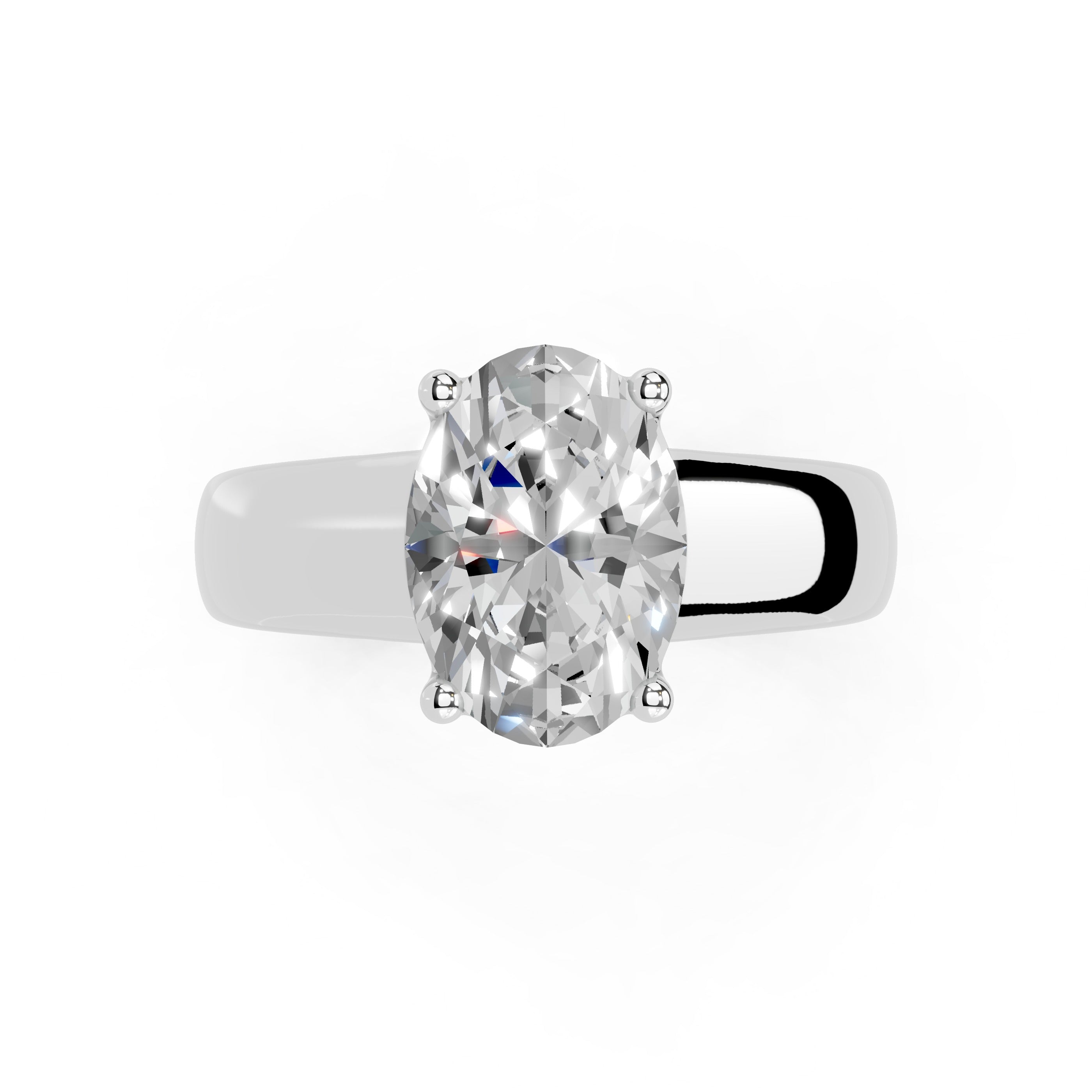 Oval Cut Wide Band  Solitaire Lab Grown Diamond Engagement Ring (3.5 mm width)