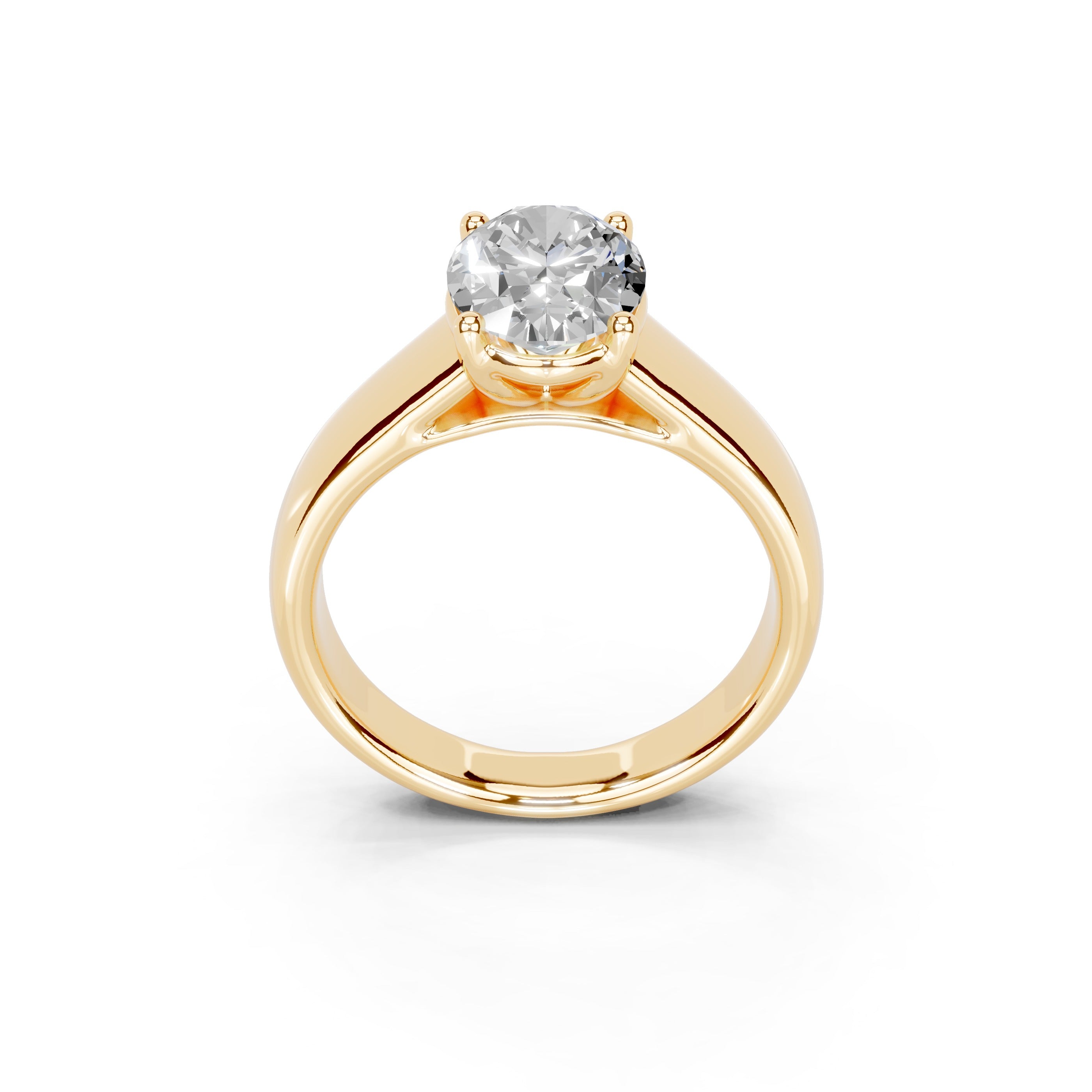 Oval Cut Wide Band  Solitaire Lab Grown Diamond Engagement Ring (3.5 mm width)