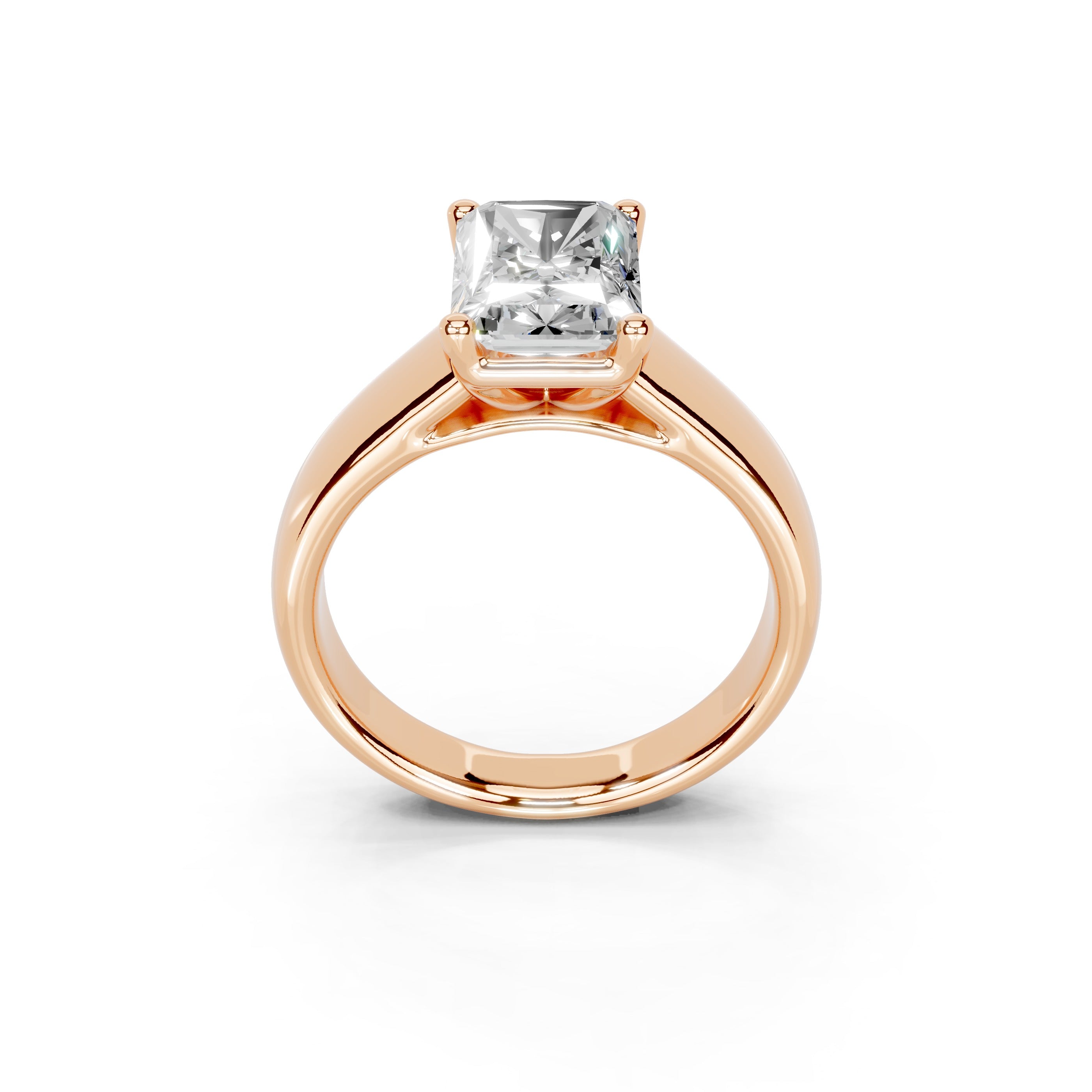 Radiant Cut Wide Band  Solitaire Lab Grown Diamond Engagement Ring (3.5 mm width)