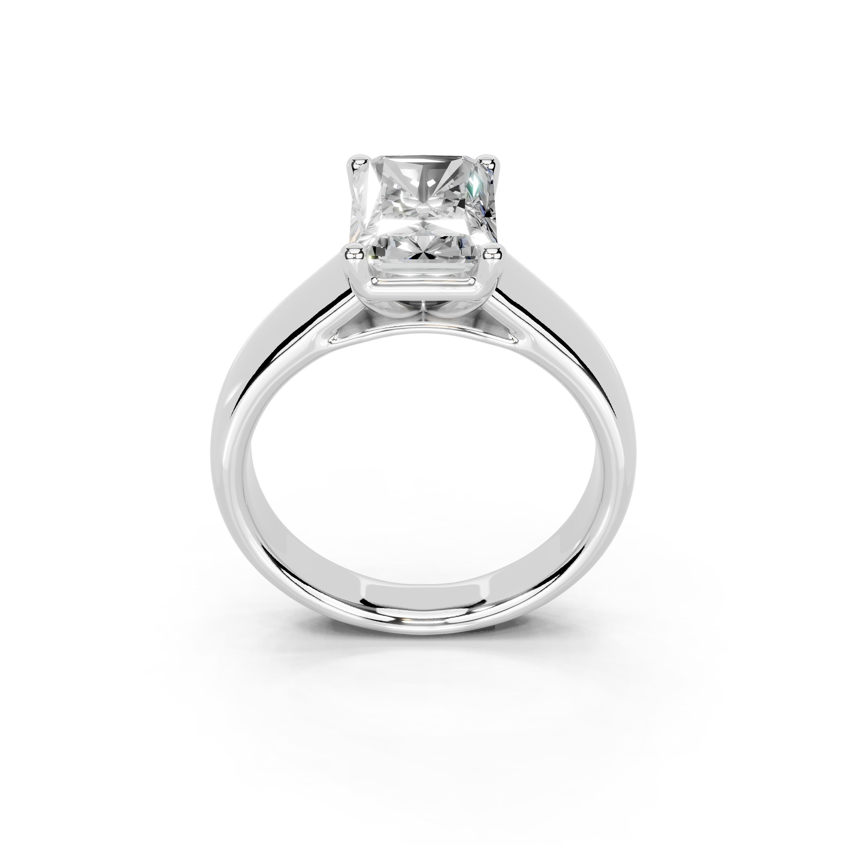 Radiant Cut Wide Band  Solitaire Lab Grown Diamond Engagement Ring (3.5 mm width)