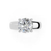 Round Cut Wide Band  Solitaire Lab Grown Diamond Engagement Ring (3.5 mm width)