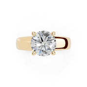 Round Cut Wide Band  Solitaire Lab Grown Diamond Engagement Ring (3.5 mm width)