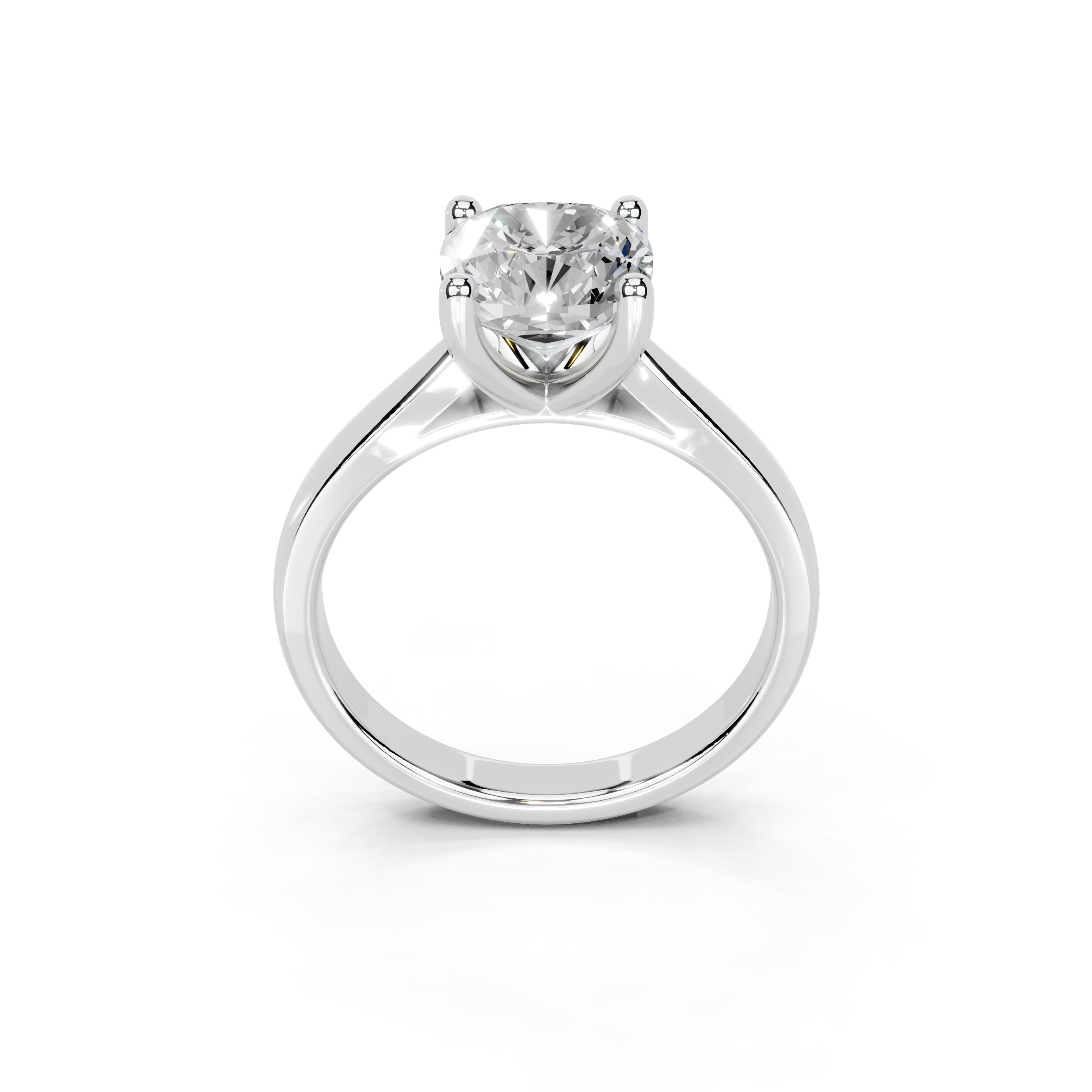 Cushion Cut Square Prongs Solitaire Lab Grown Diamond Engagement Ring (2.6 mm width)