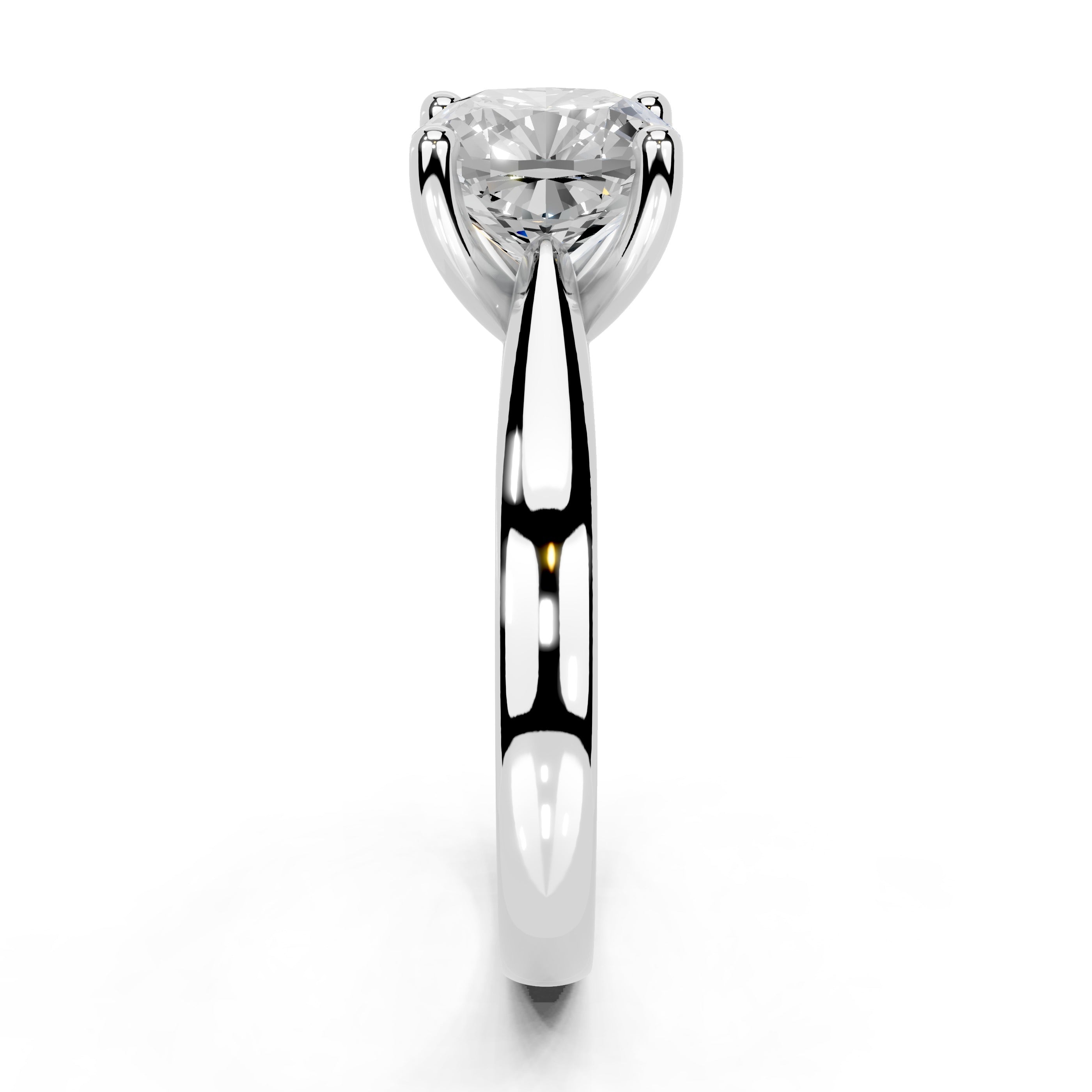 Cushion Cut Square Prongs Solitaire Lab Grown Diamond Engagement Ring (2.6 mm width)