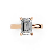 Emerald Cut Square Prongs Solitaire Lab Grown Diamond Engagement Ring (2.6 mm width)