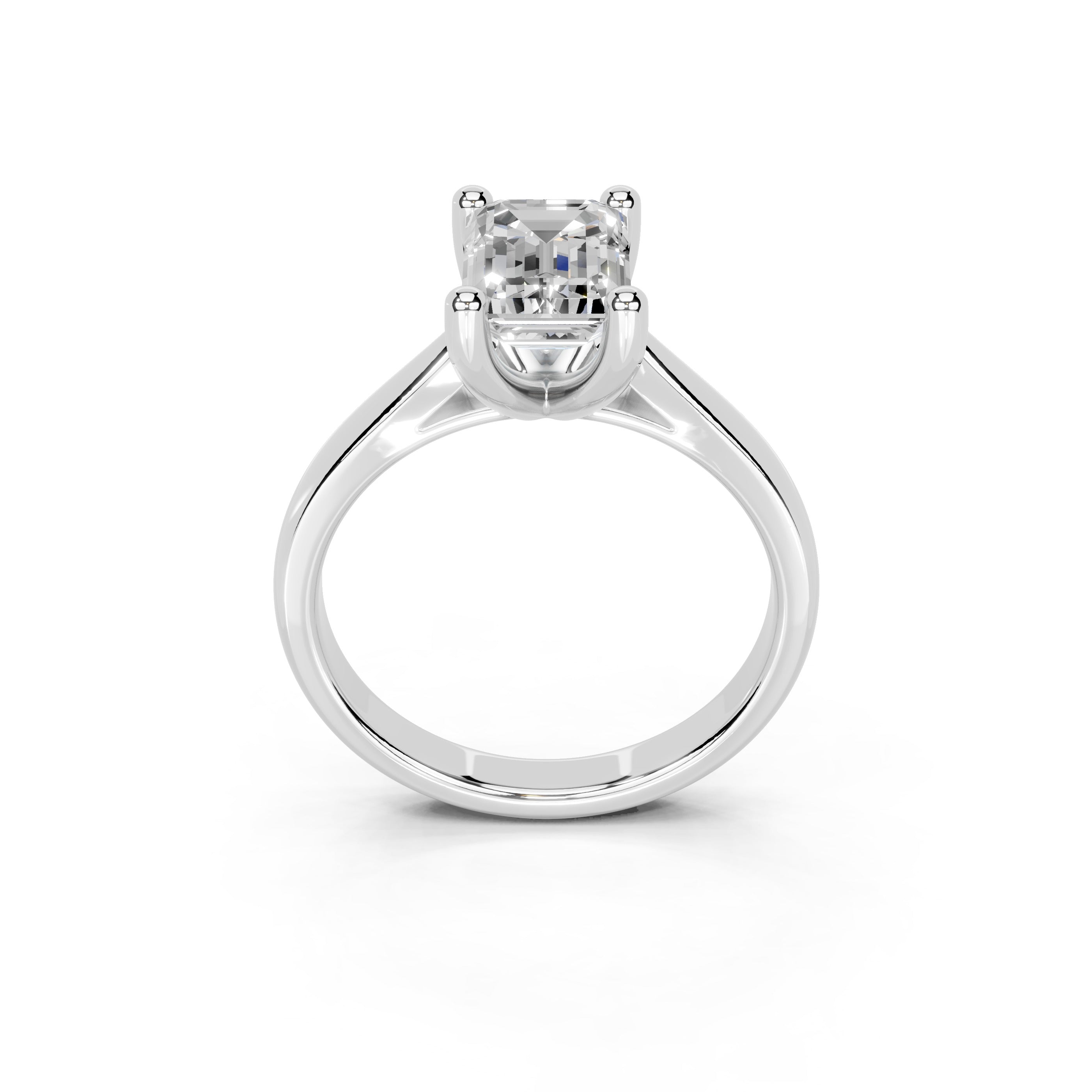 Emerald Cut Square Prongs Solitaire Lab Grown Diamond Engagement Ring (2.6 mm width)