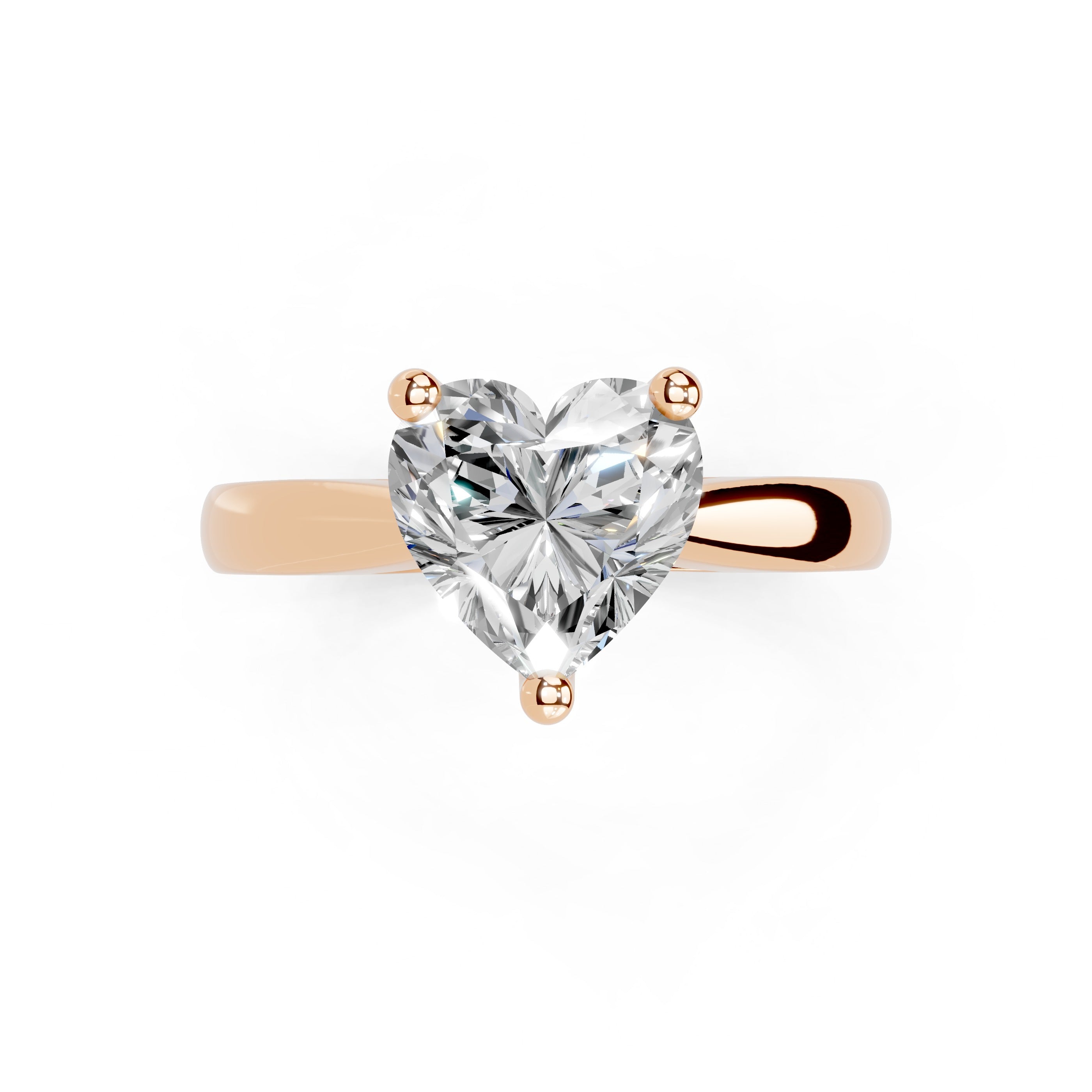 Heart Cut Square Prongs Solitaire Lab Grown Diamond Engagement Ring (2.6 mm width)