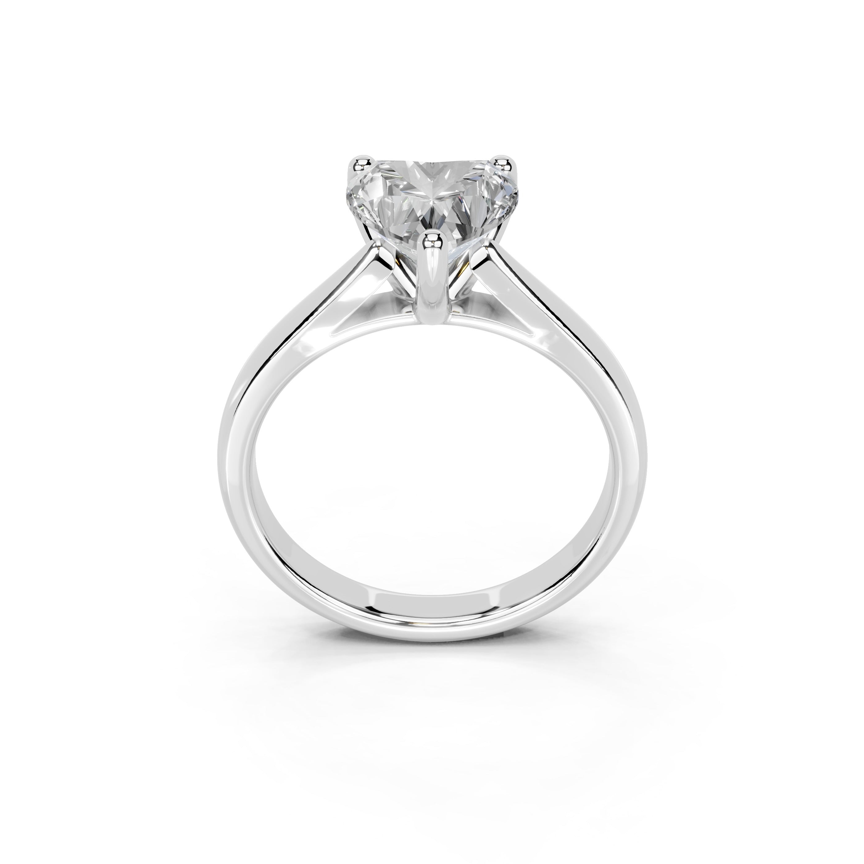 Heart Cut Square Prongs Solitaire Lab Grown Diamond Engagement Ring (2.6 mm width)