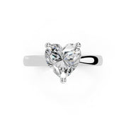 Heart Cut Square Prongs Solitaire Lab Grown Diamond Engagement Ring (2.6 mm width)