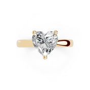 Heart Cut Square Prongs Solitaire Lab Grown Diamond Engagement Ring (2.6 mm width)