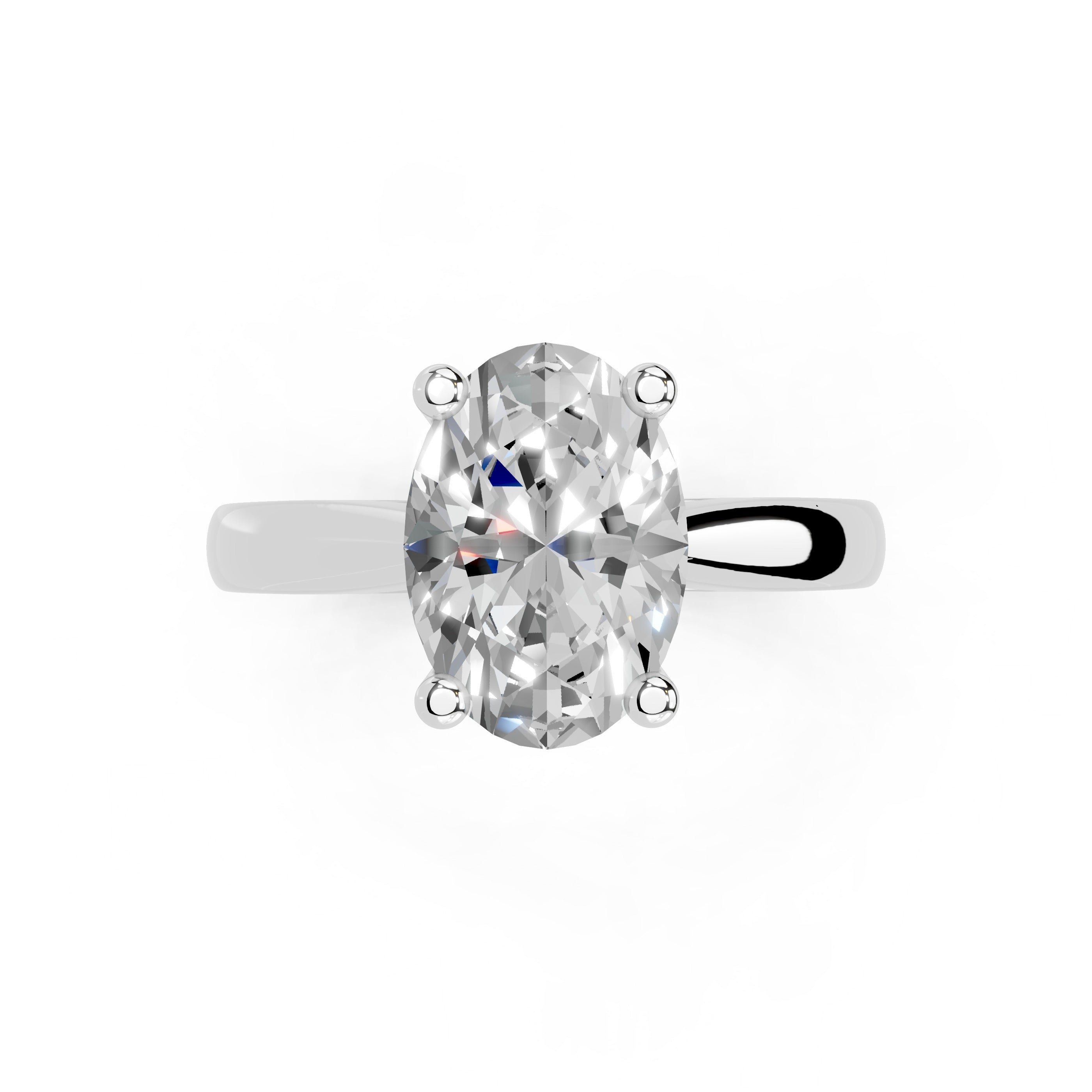 Oval Cut Square Prongs Solitaire Lab Grown Diamond Engagement Ring (2.6 mm width)