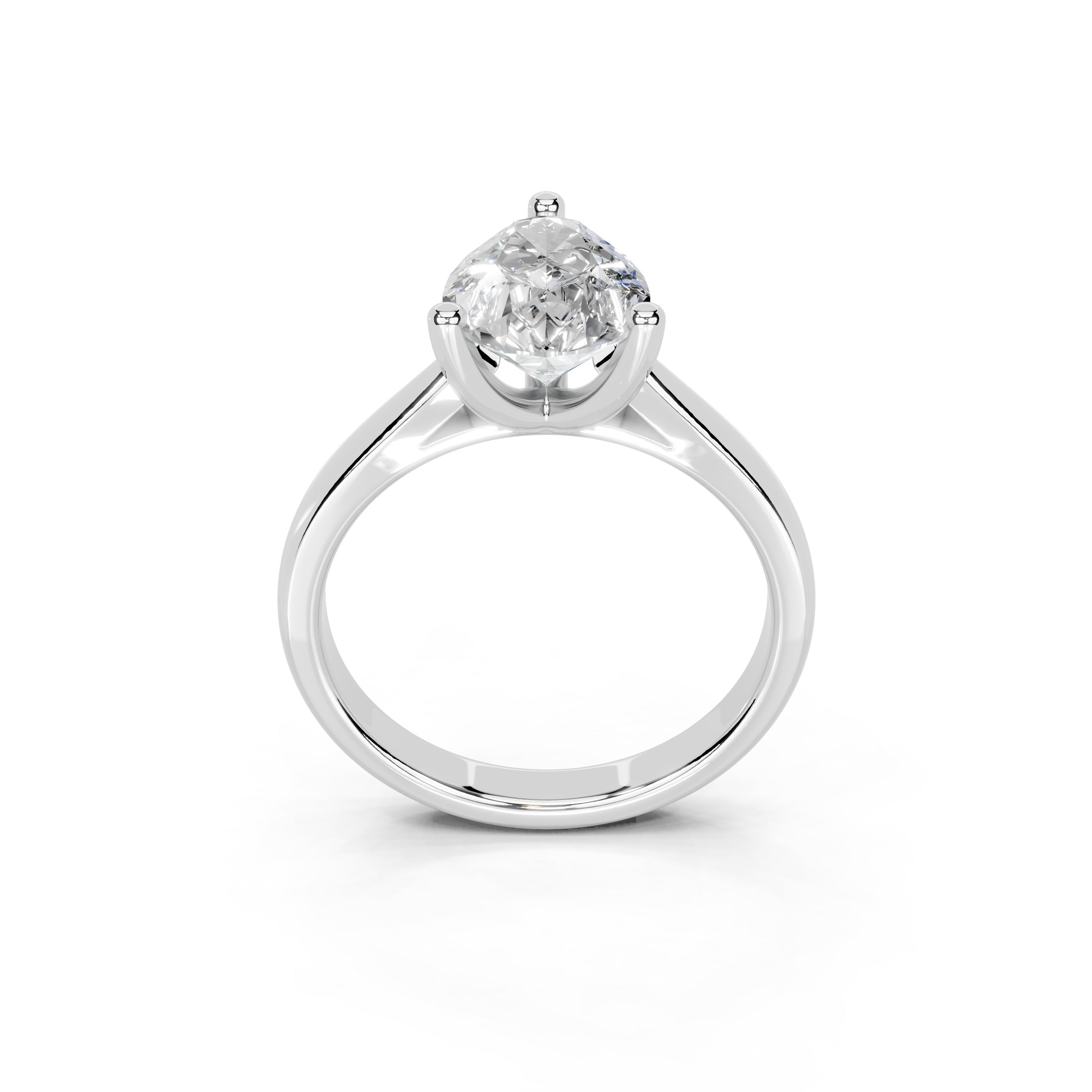 Pear Cut Square Prongs Solitaire Lab Grown Diamond Engagement Ring (2.6 mm width)