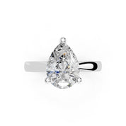 Pear Cut Square Prongs Solitaire Lab Grown Diamond Engagement Ring (2.6 mm width)